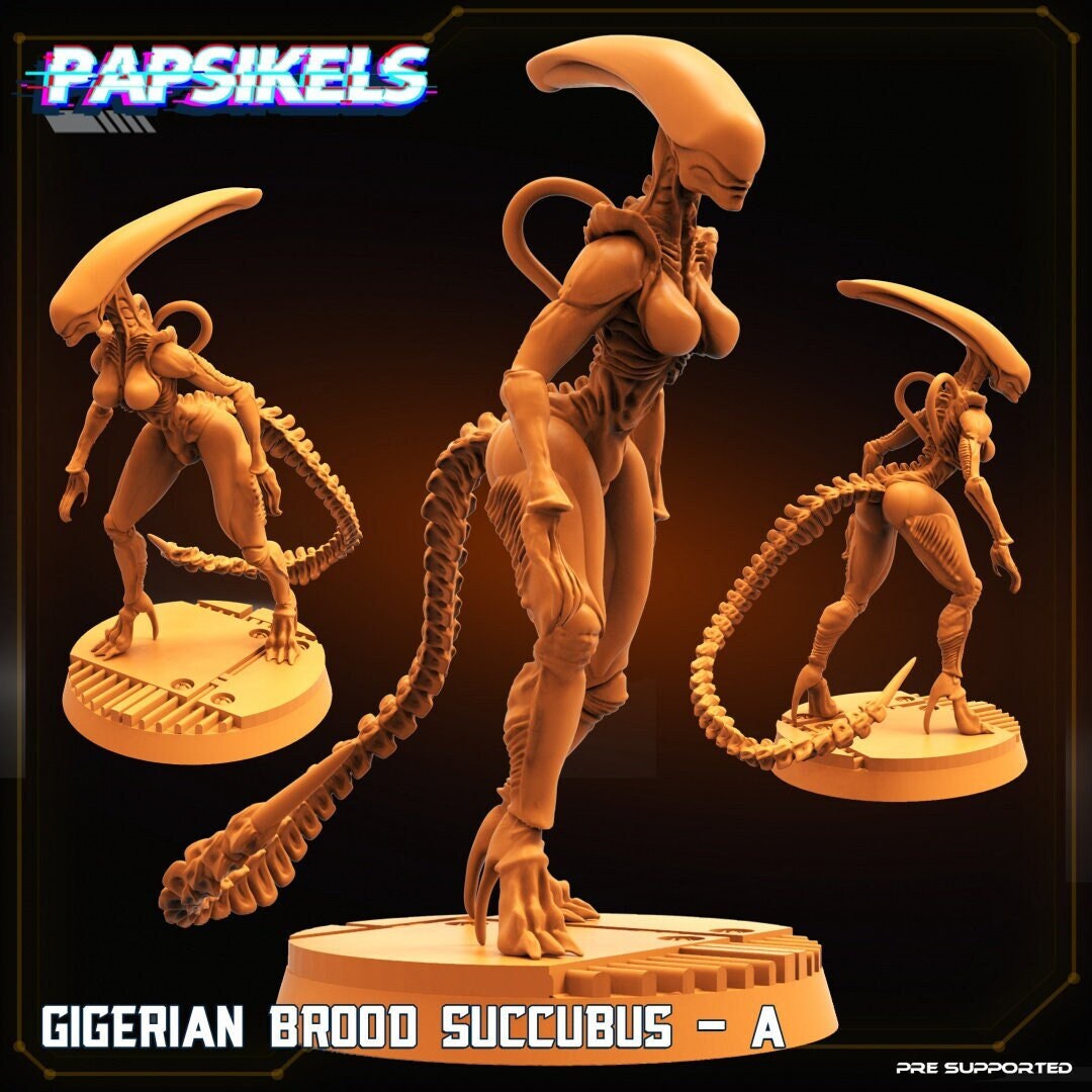 Gigerian Brood Succubus A - 32mm Scale Alien Miniature | RPG | Sci fi | Cyberpunk | Role Playing | DnD | Papsikel