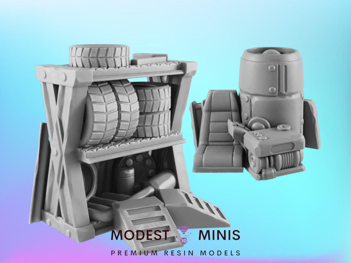 Mechanics Parts Shelf and Stuff | 28mm - 54mm Scale | Survivor Terrain | Fantasy Scatter | Sci Fi Terrain | EC3D Badlands