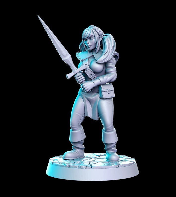 Heroine Quest Elf Female - 28mm 32mm Scale DnD Miniature | Dungeons and Dragons | RN Estudio