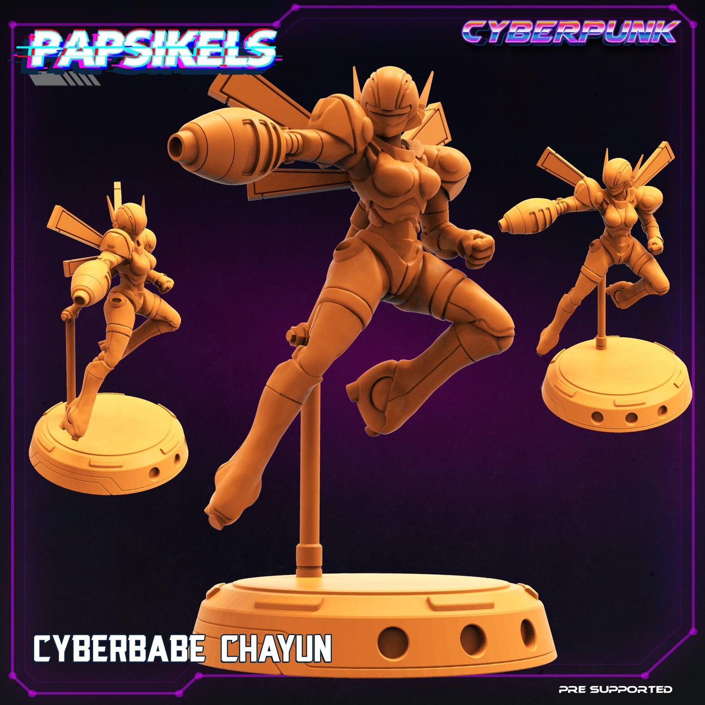 Cyberbabe Chayun - 32mm Scale Cyberpunk Miniature | Law Upholders | Papsikels