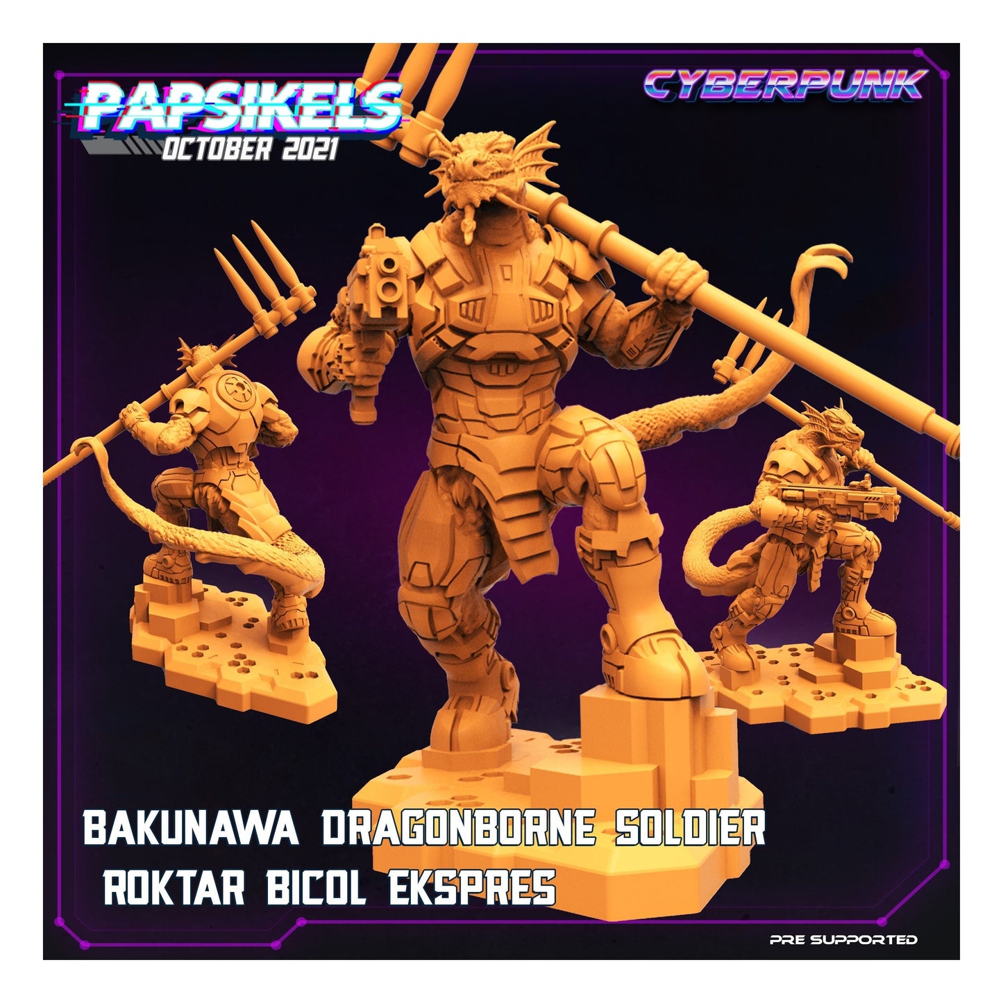 Bakunawa Dragonborn Roktar Bicol - 32mm Scale Cyberpunk Miniature | Alien | Papsikels