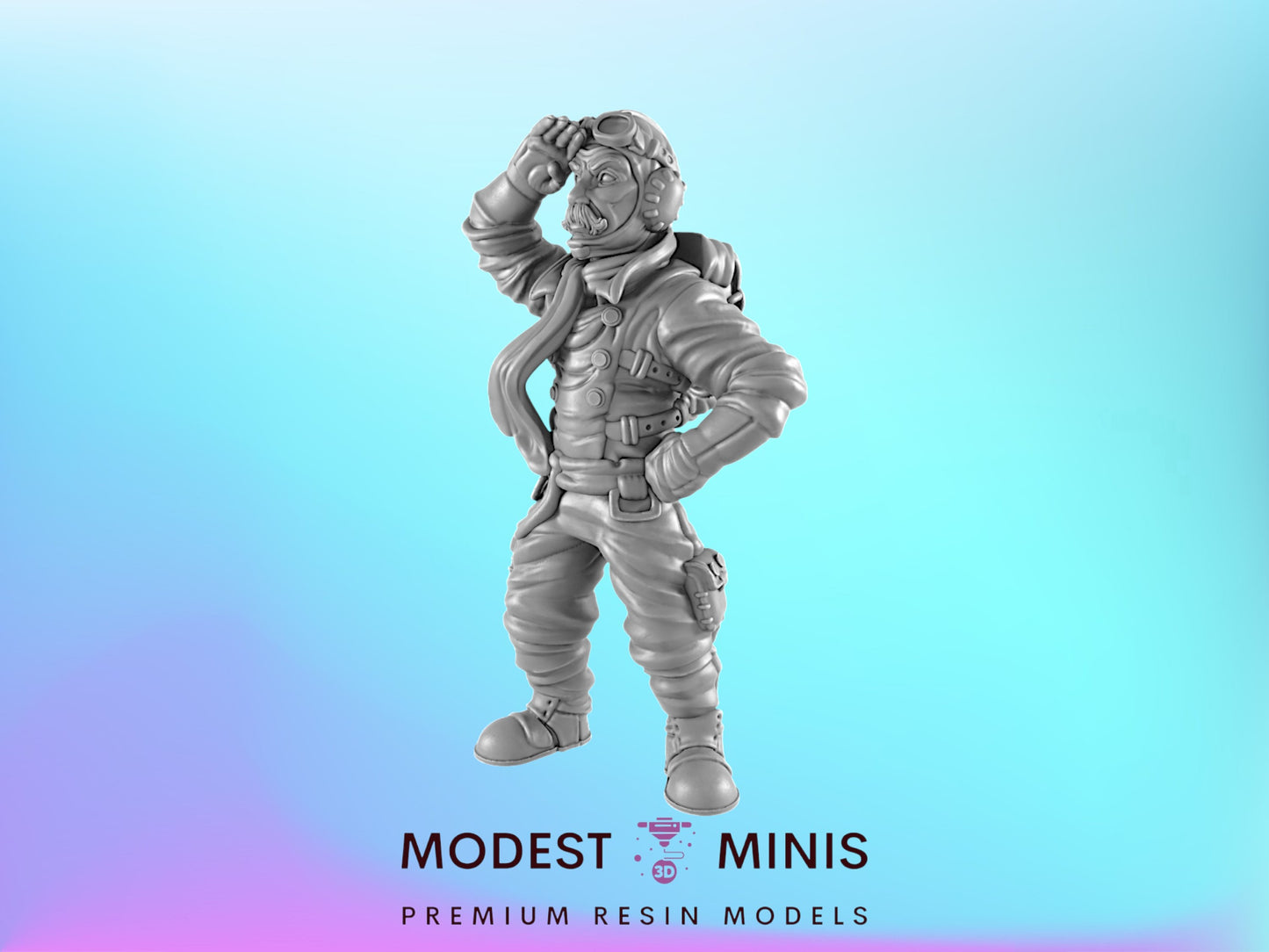Airship Pilot | 25mm to 100mm Steampunk Mini | DnD | EC3D