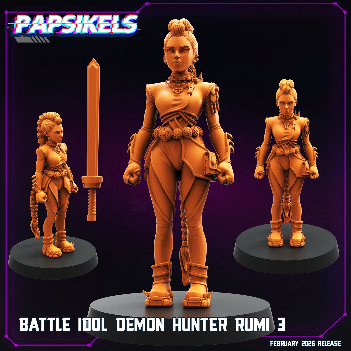 Idol Demon Hunter Rumi - 32mm Scale Cyberpunk Mini | Papsikels