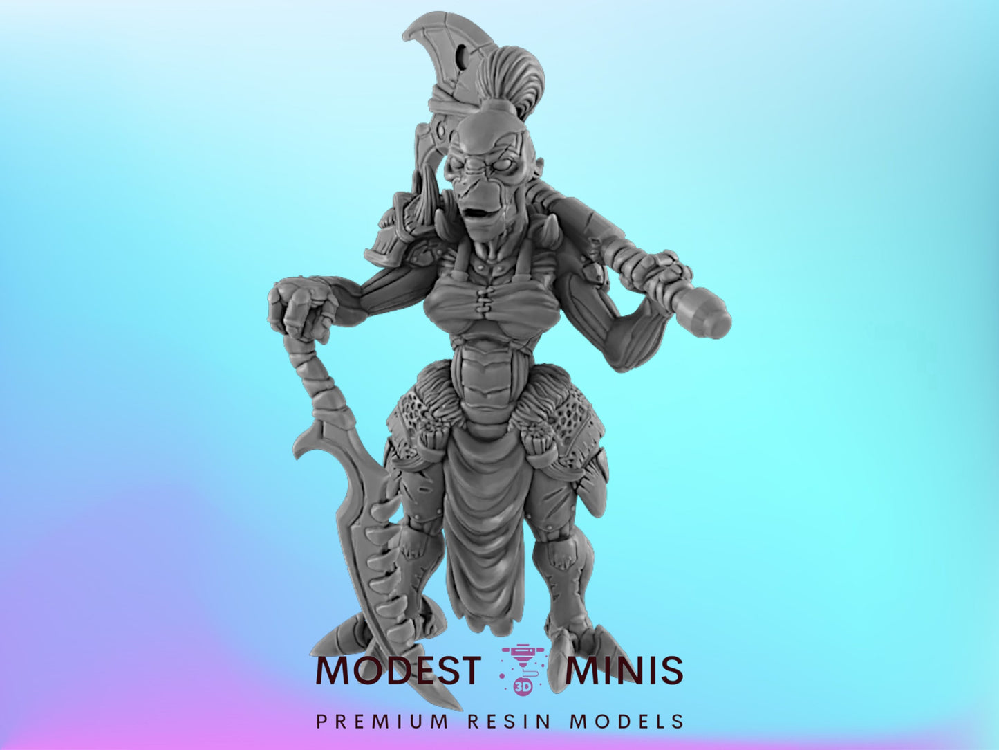 Battleforged Female Barbarian | 25mm to 100mm Steampunk Mini | DnD | EC3D