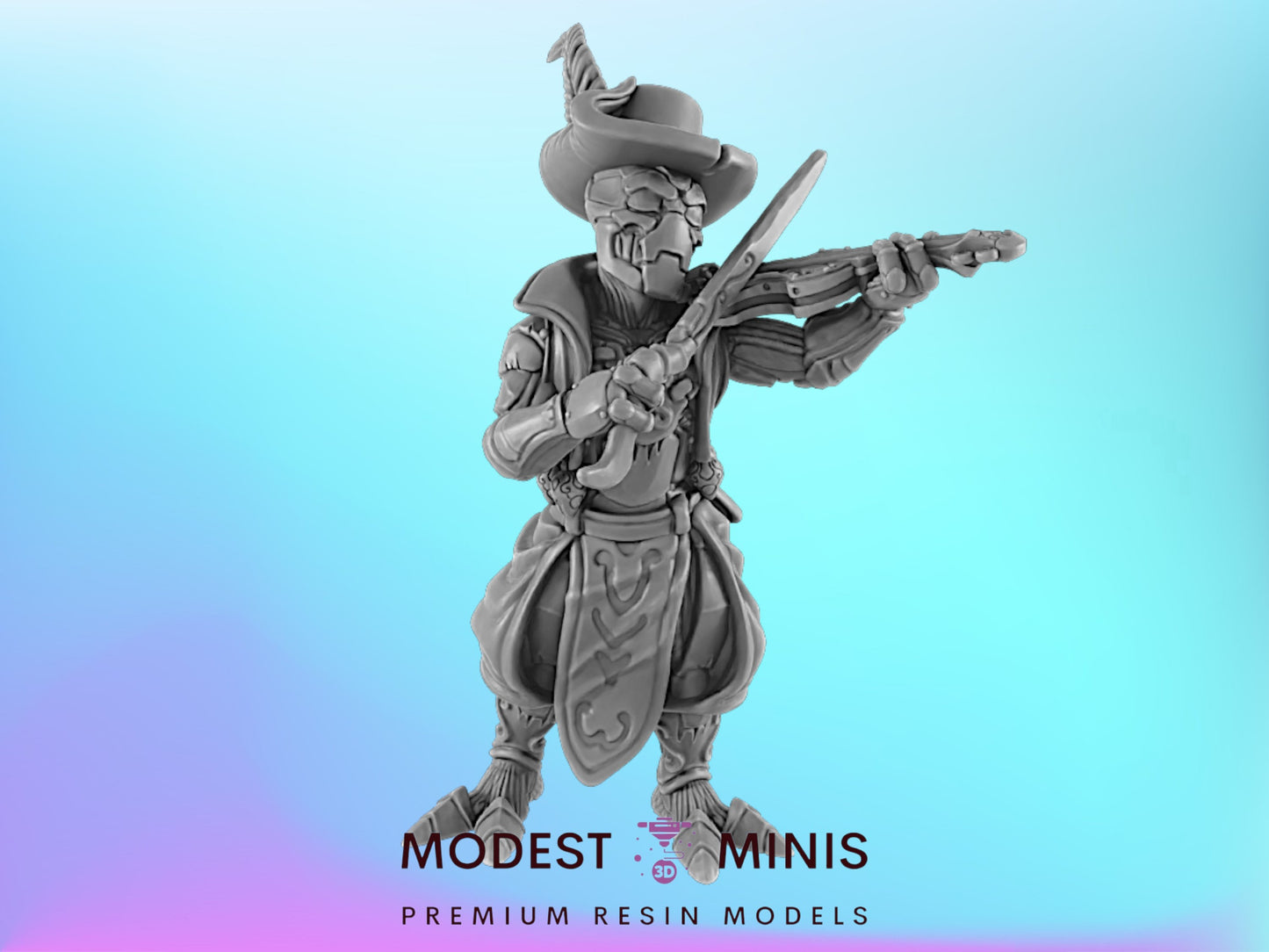 Battleforged Bard | 25mm to 100mm Steampunk Mini | DnD | EC3D