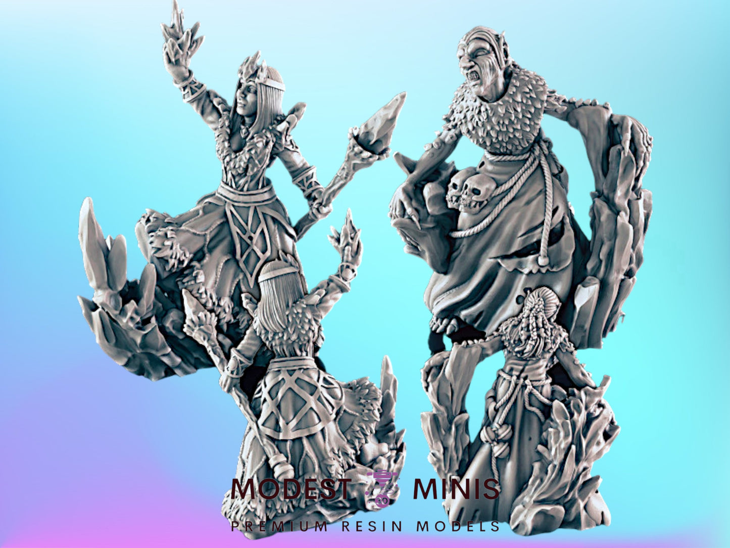Ice Witches | 25mm - 75mm Scale | DnD | EC3D Fantasy Mini