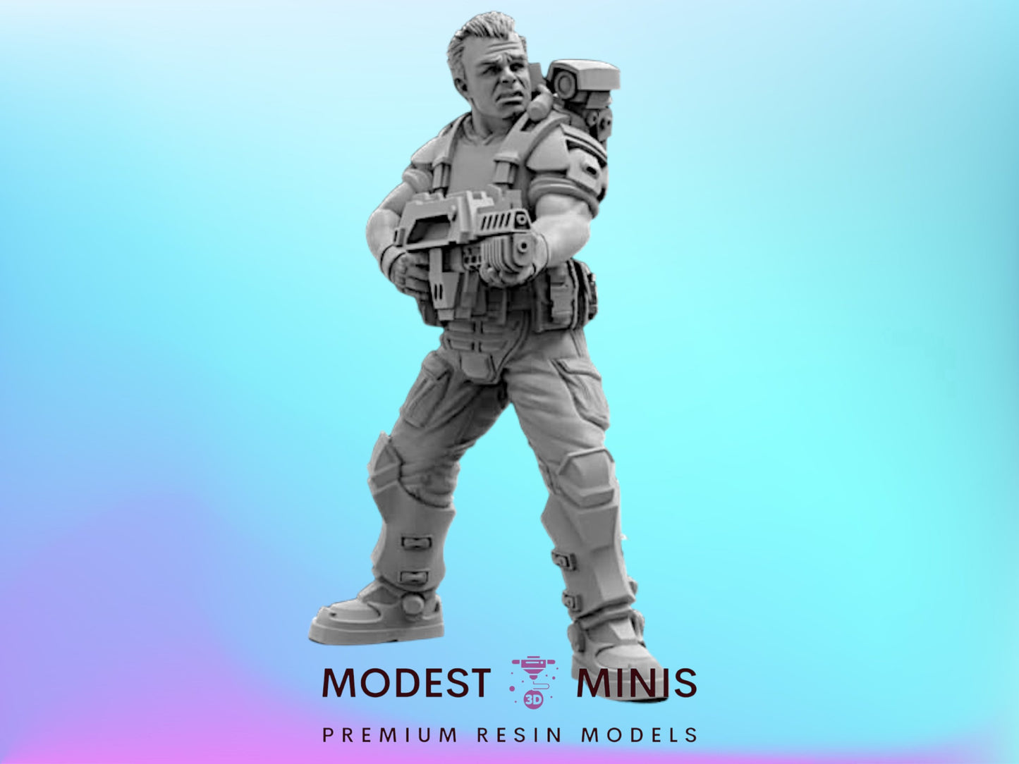 Space Marine PVT Billy Joe - 32mm Scale Alien Miniature | RPG | Sci fi | Cyberpunk | Role Playing | DnD | Papsikel