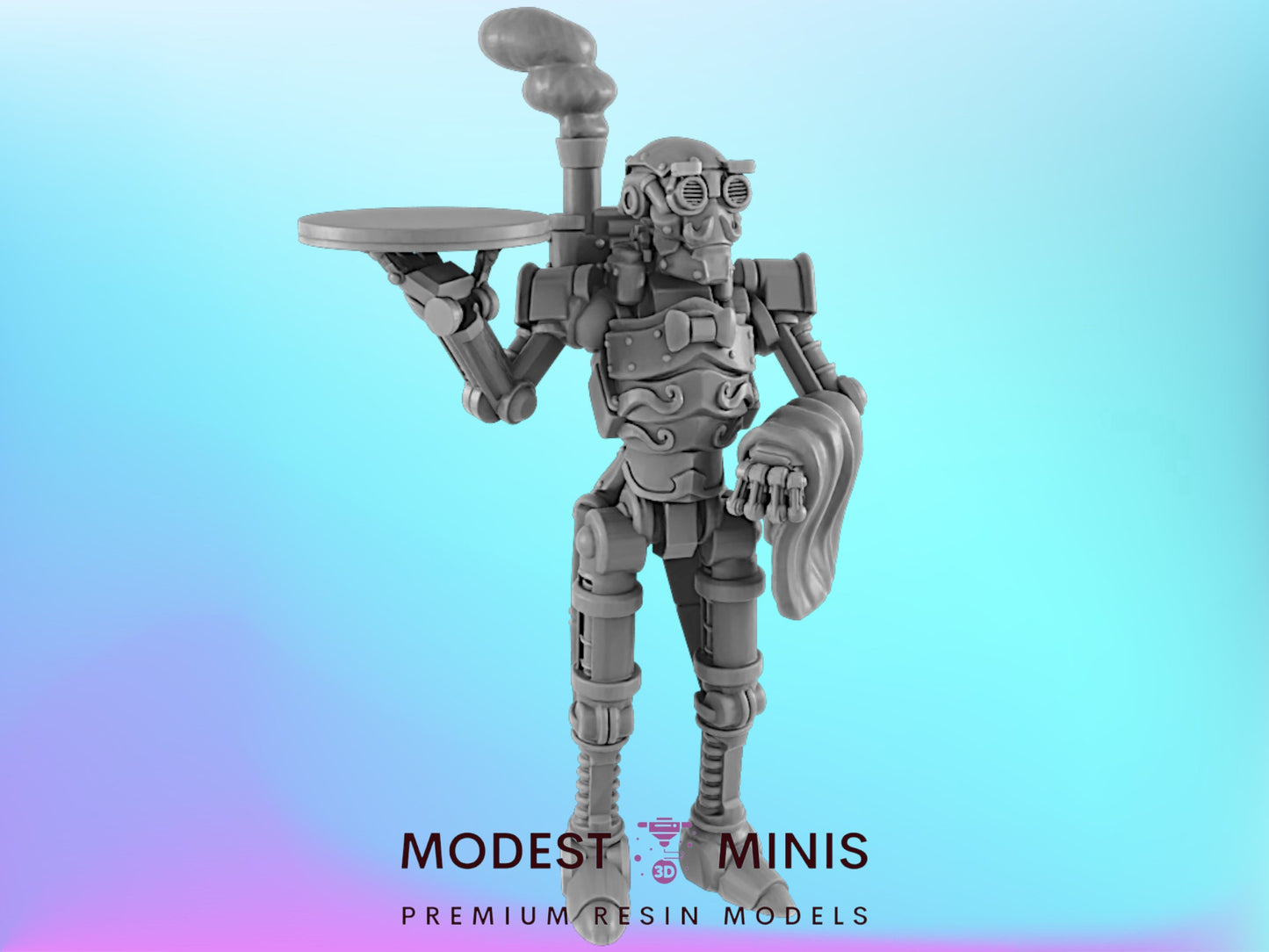 Clockwork Butler | 25mm to 100mm Steampunk Mini | DnD | EC3D