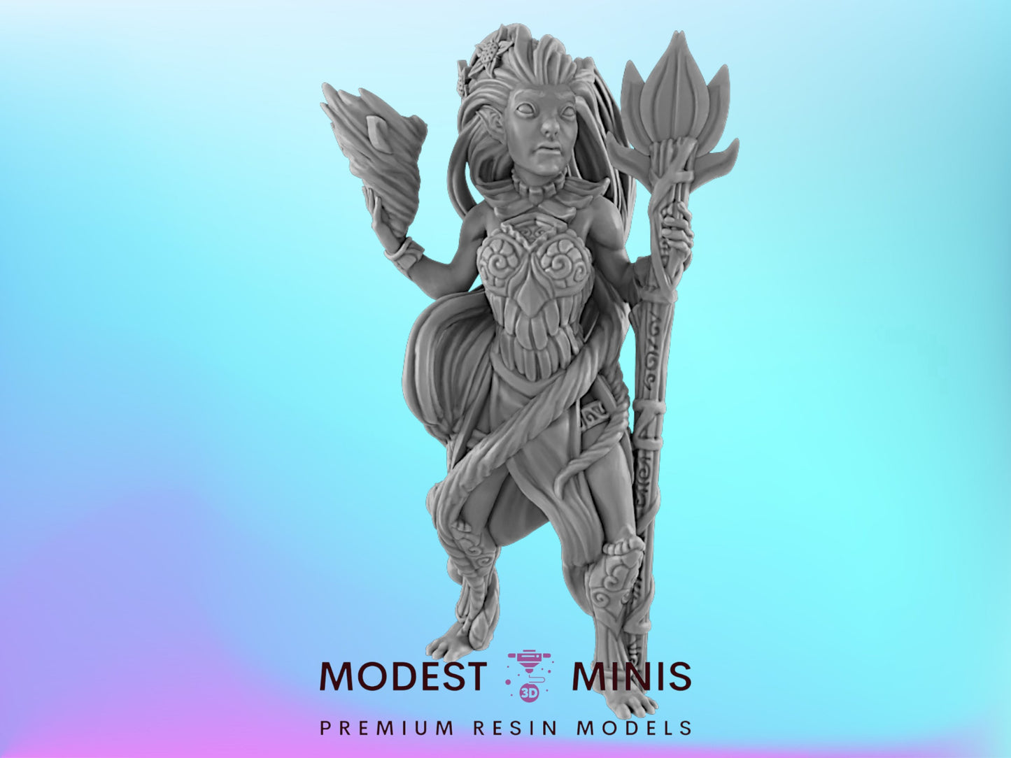 Gensai Female Druid | 25mm - 75mm Scale | DnD | EC3D Fantasy Mini | Everyday Heroes