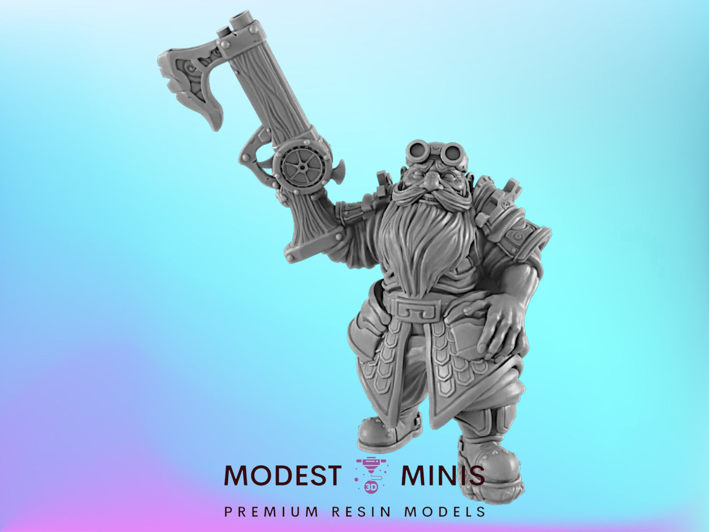 Dwarf Fighter | 25mm to 100mm Steampunk Mini | DnD | EC3D