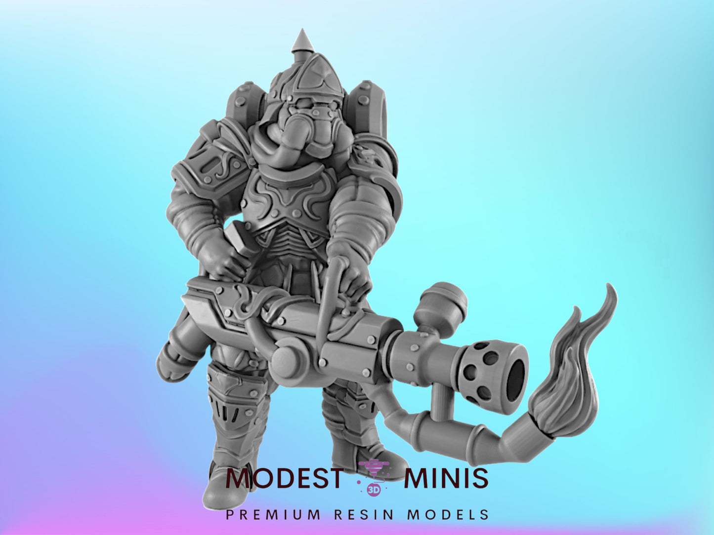 Flame Knight | 25mm to 100mm Steampunk Mini | DnD | EC3D