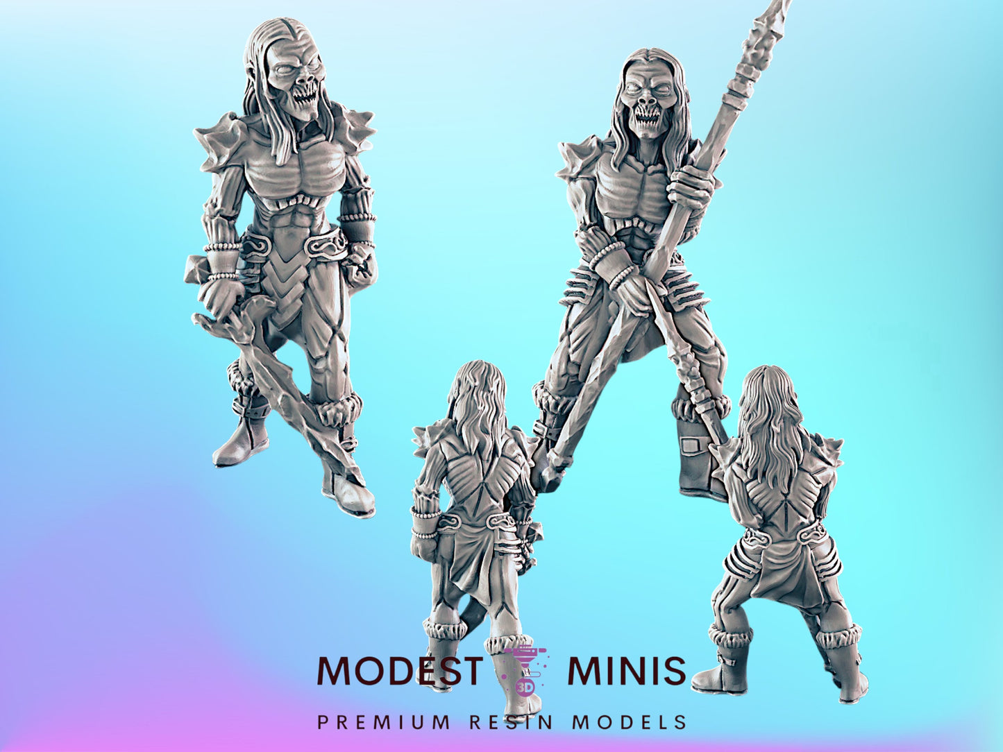 5pc Frost Wight | 25mm - 75mm Scale | DnD | EC3D Fantasy Mini