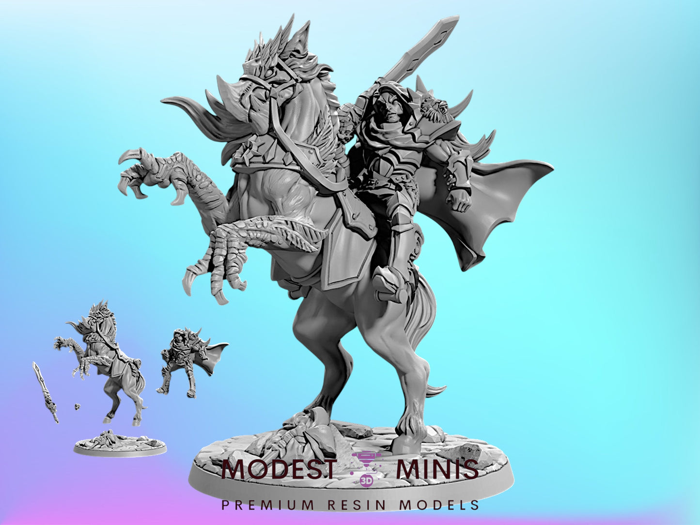 Sigfrido on Gryphsteed | 28mm - 75mm Scale Resin Minis | DnD | Frostgrave Artisan Fighters Guild