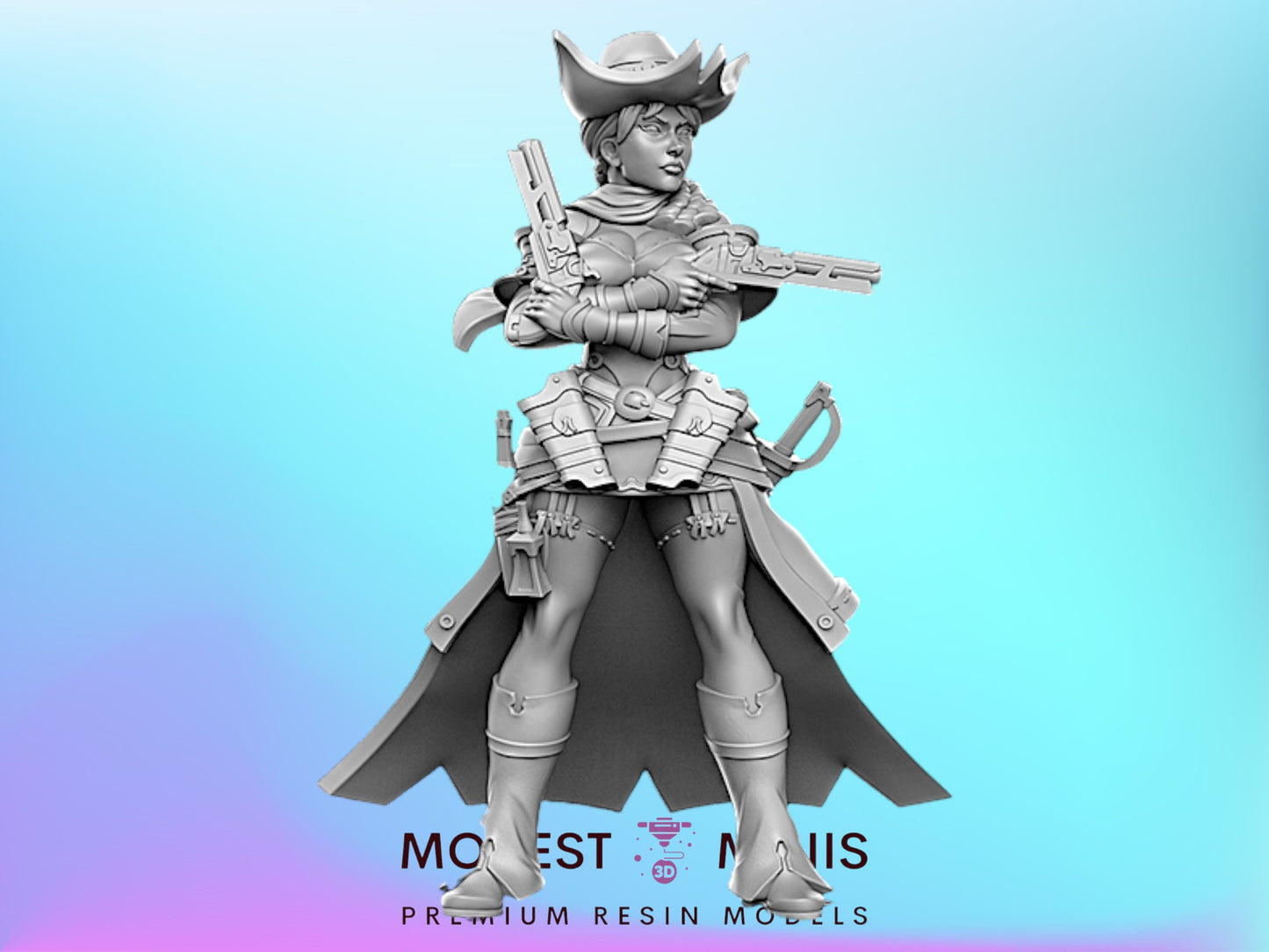 Gunslinger Dungeon Pinups - 28mm 32mm Scale DnD Miniature | RN Estudio