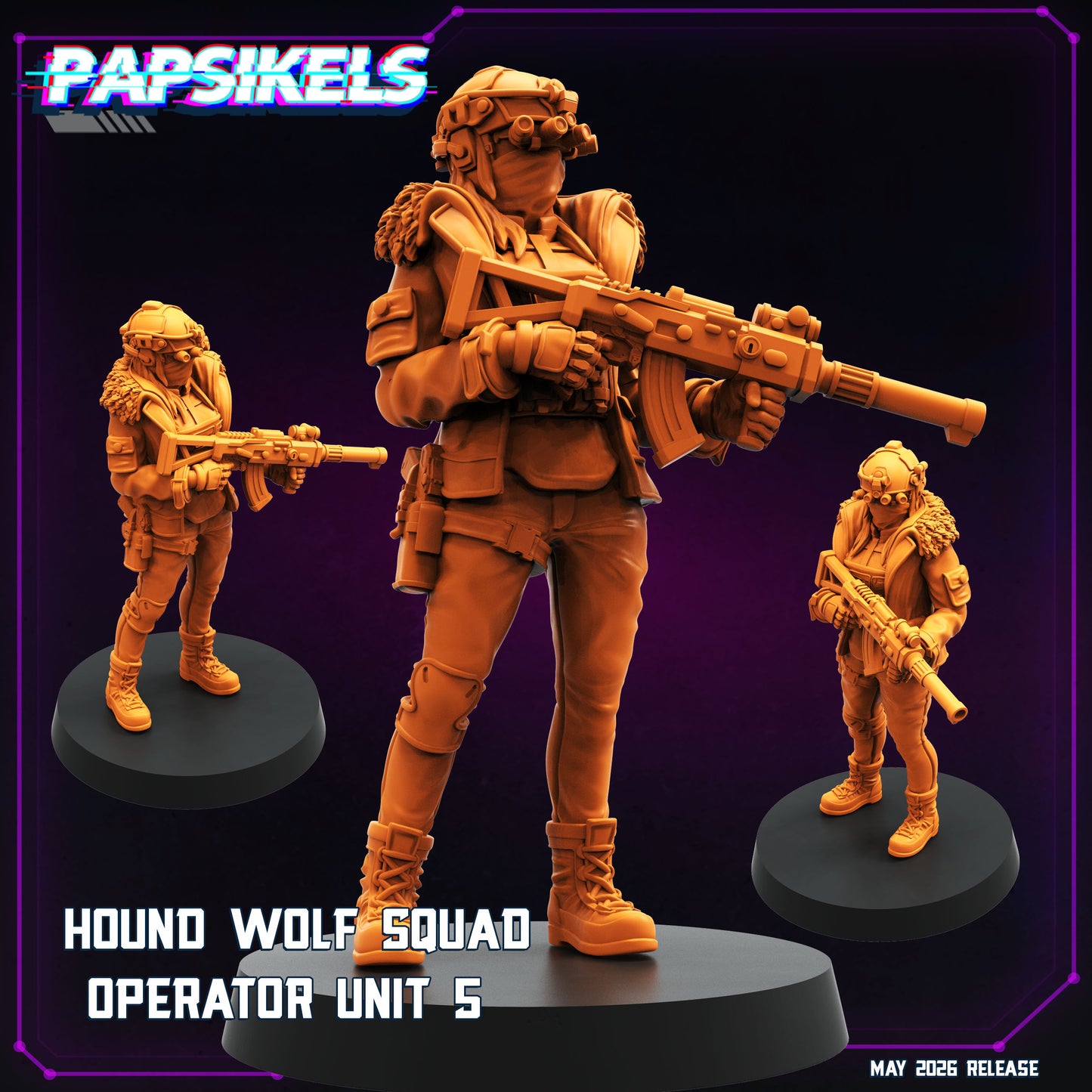 Hound Wolf Squad Operators Set 1 -32mm Scale Cyberpunk | Papsikels