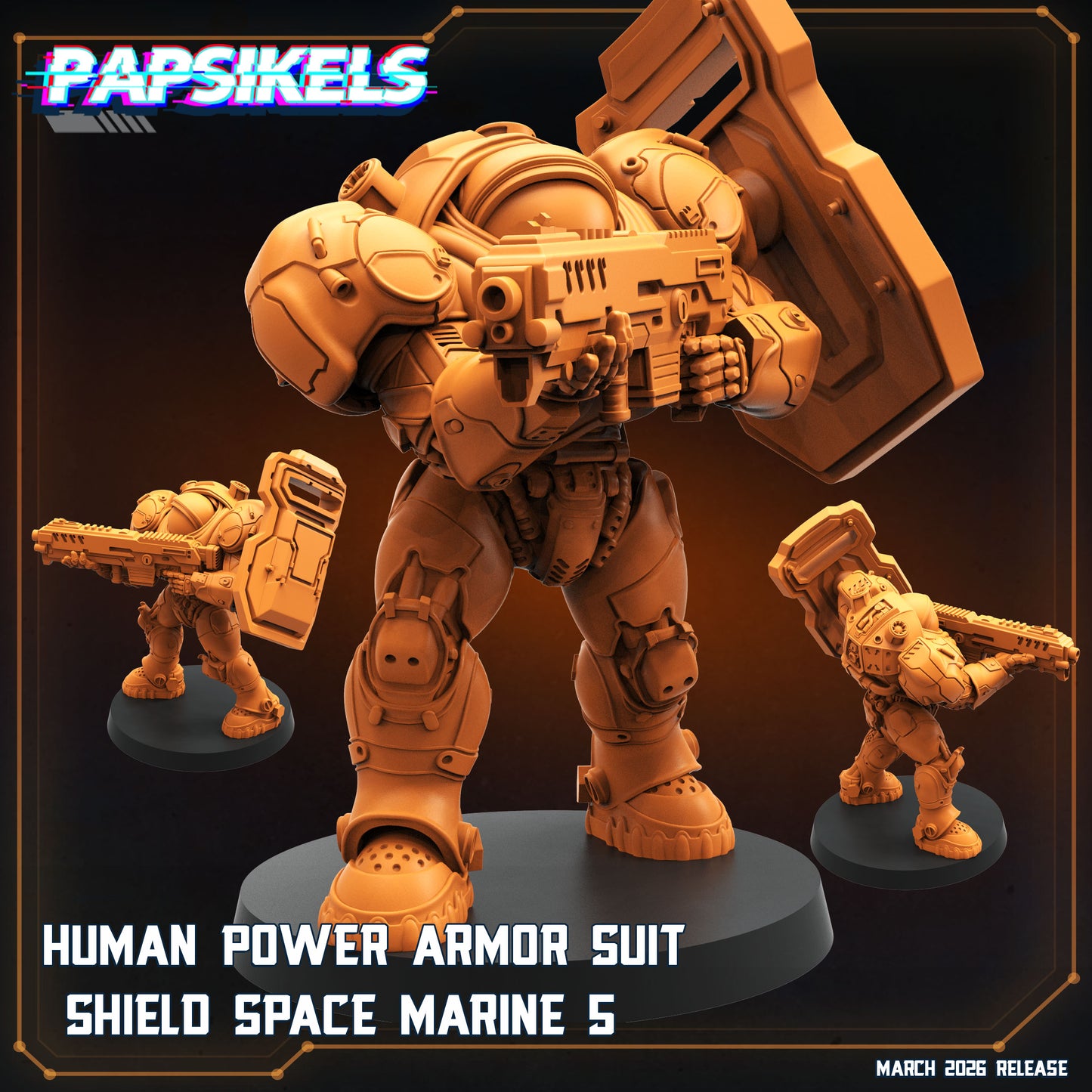 Human Power Armor Suit Shield Space Marines - 32mm Scale Starcraft Proxy | Papsikels