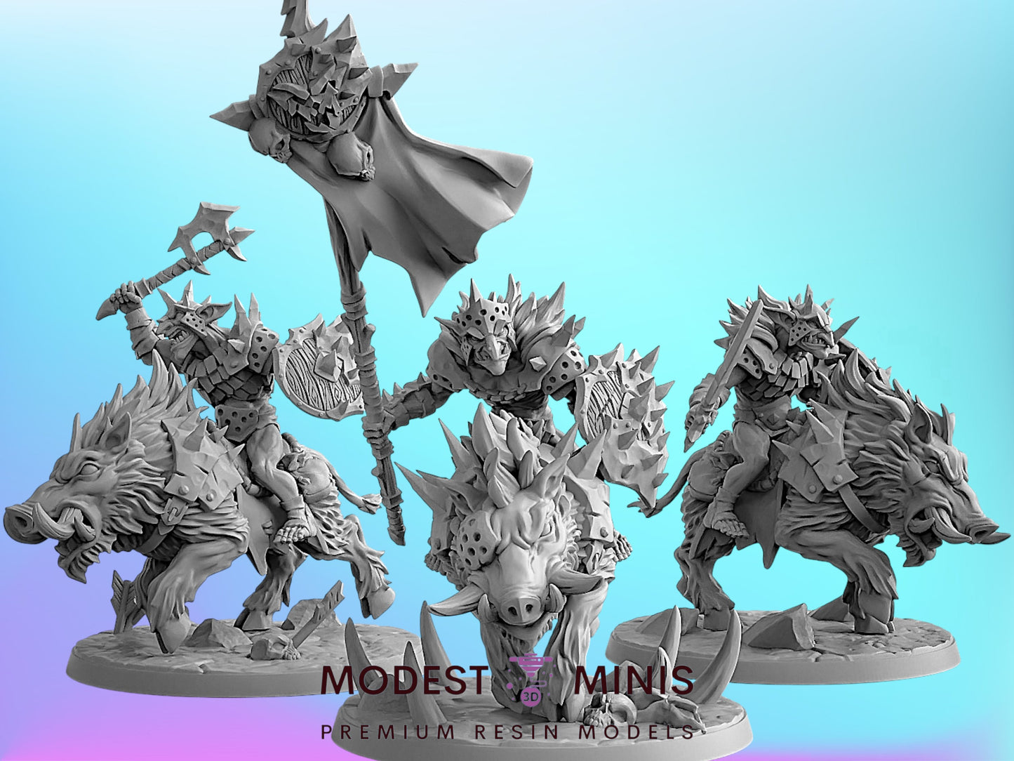 Razorbeast Riders | 28mm - 75mm Scale Resin Minis | DnD | Artisan Guild Blackrazor Hobgoblins