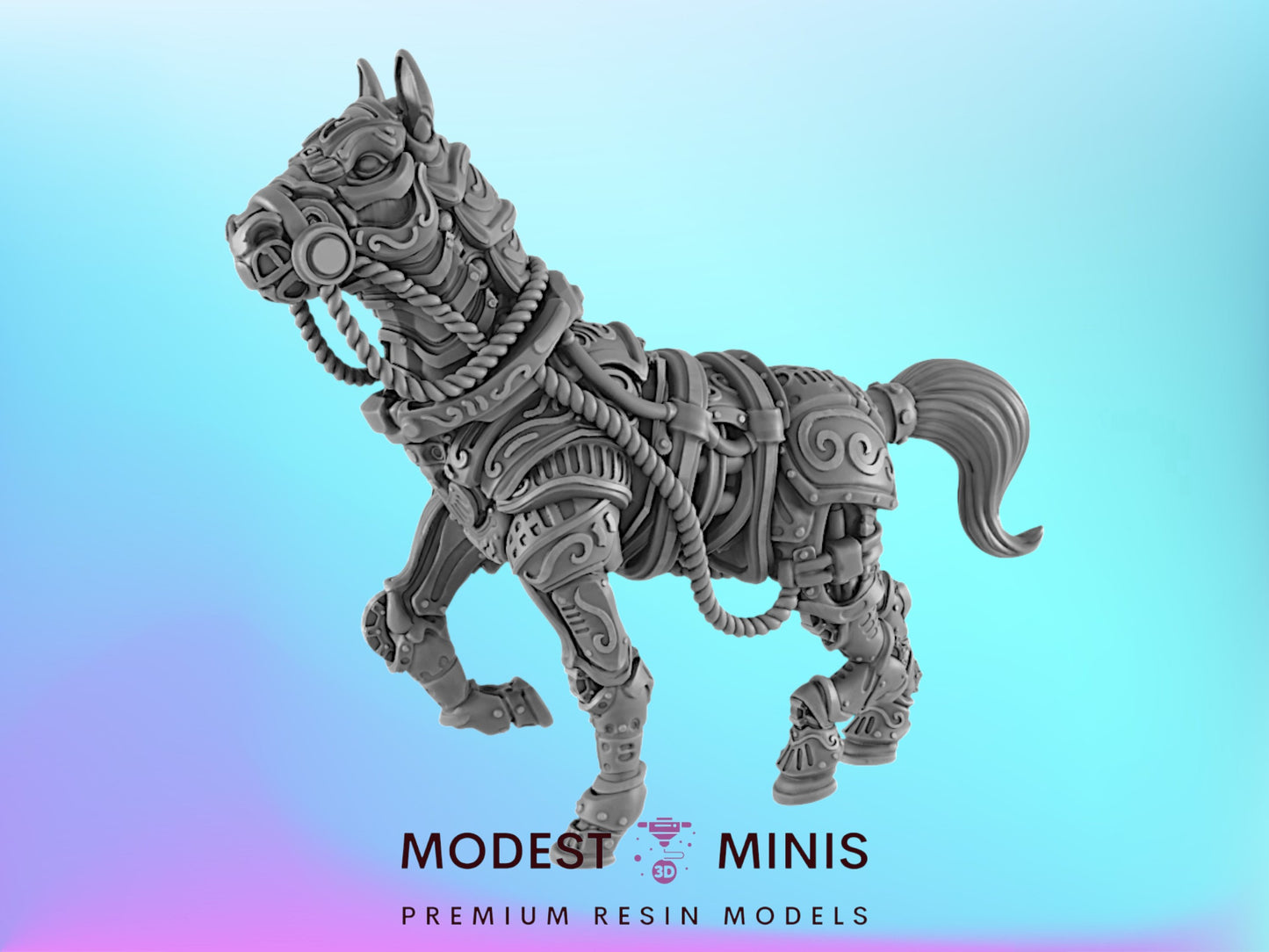 Steam Horse | 25mm to 100mm Steampunk Mini | DnD | EC3D