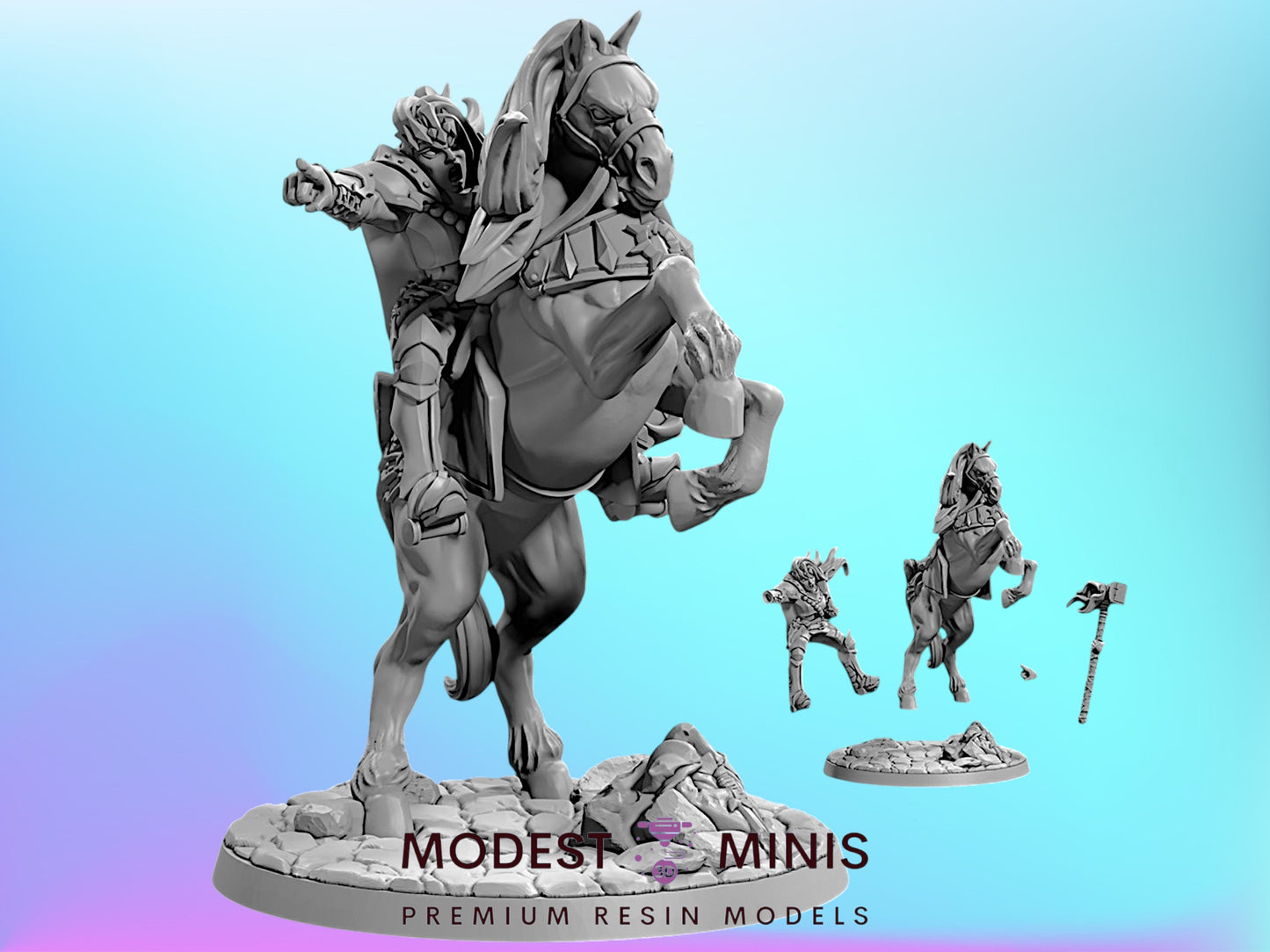 Morgana on Warhorse | 28mm - 75mm Scale Resin Minis | DnD | Frostgrave Artisan Fighters Guild