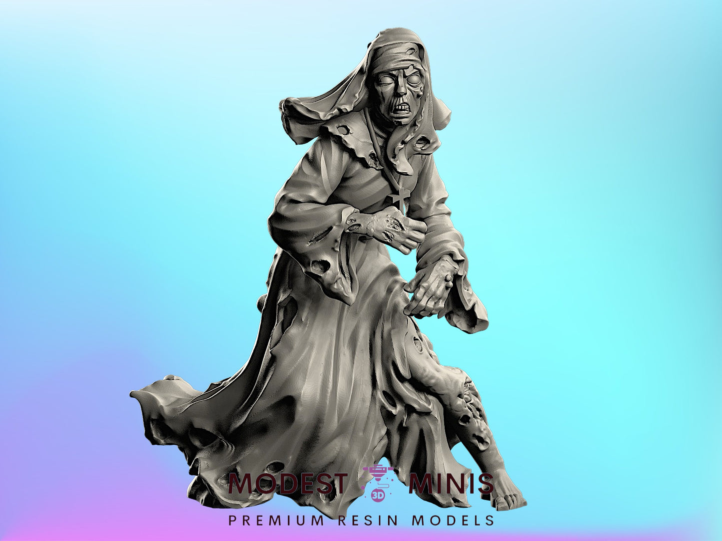 Zombie Nun1 | 28mm - 100mm Scale Resin Mini | Zombicide | Vaultz