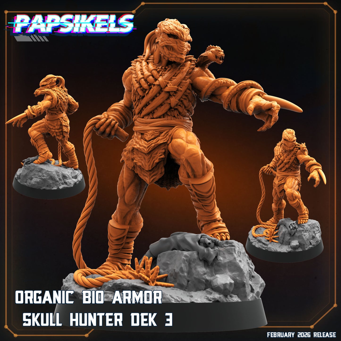 Organic Bio Armor Skull Hunter Dek | 28mm+ Scale Miniature | Sci fi | Papsikels