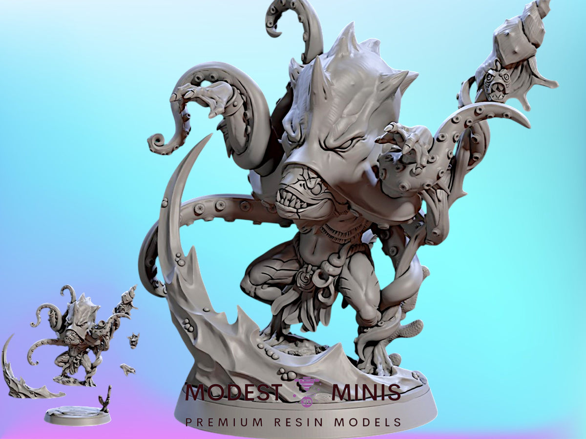 Octavius Kua-Toa | 28mm - 75mm Scale Resin Minis | DnD | Frostgrave Artisan Death Tide