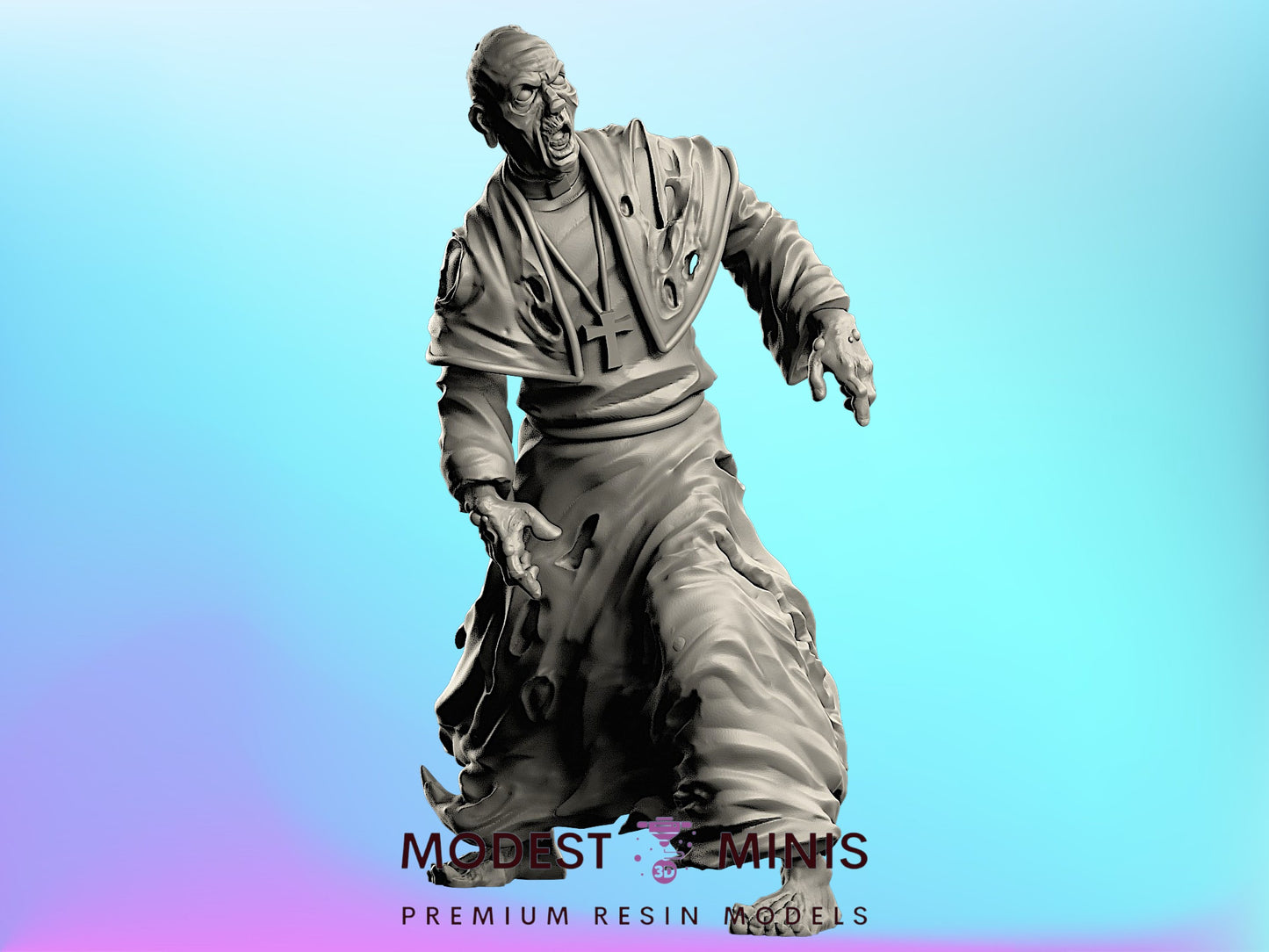 Zombie Priest | 28mm - 100mm Scale Resin Mini | Zombicide | Vaultz
