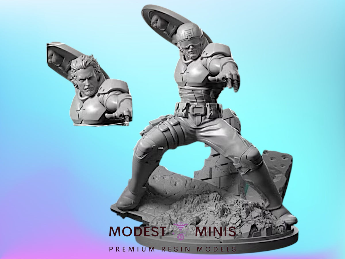 Shield Bearing Cap WW2 | 32mm - 40mm Mini | Crisis Protocol Proxy | Superhero | Legion