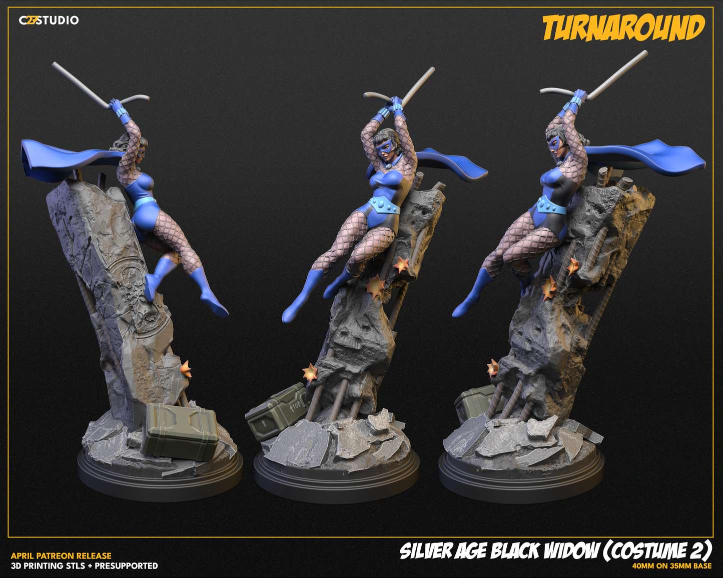 Silver Age Black Widow | 32mm - 40mm Mini | Crisis Protocol Proxy | Superhero | C27