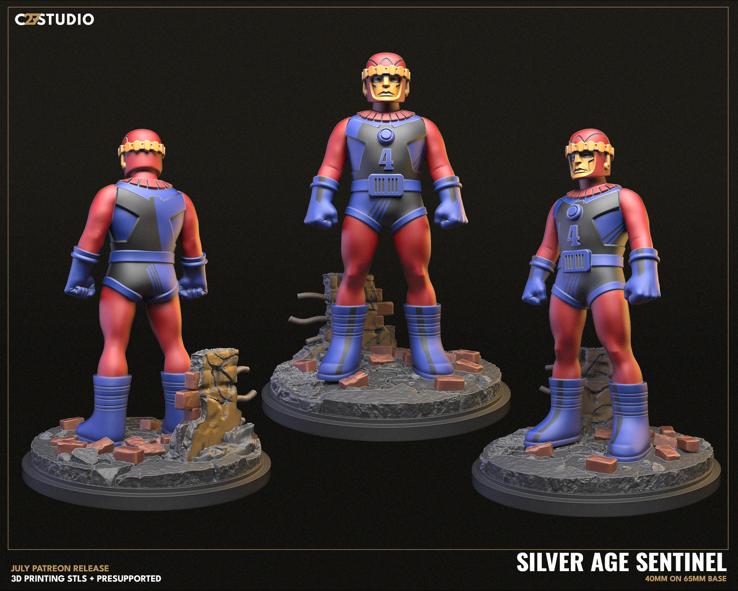 Silver Age Sentinels | 32mm - 40mm Mini | Crisis Protocol Proxy | Superhero | C27