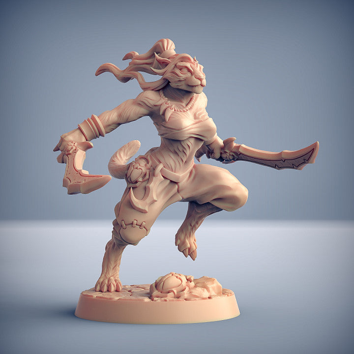 Modular Rakshakin Headhunters | 28mm - 75mm Scale Resin Minis | DnD | Artisan Guild Tabaxi