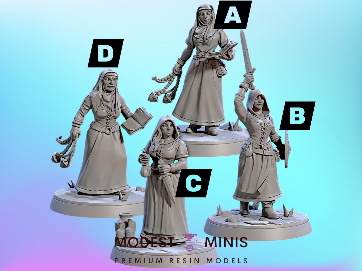 Townsfolk Women 2 | 28mm - 75mm Scale Resin Minis | DnD | Artisan Guild Villagers