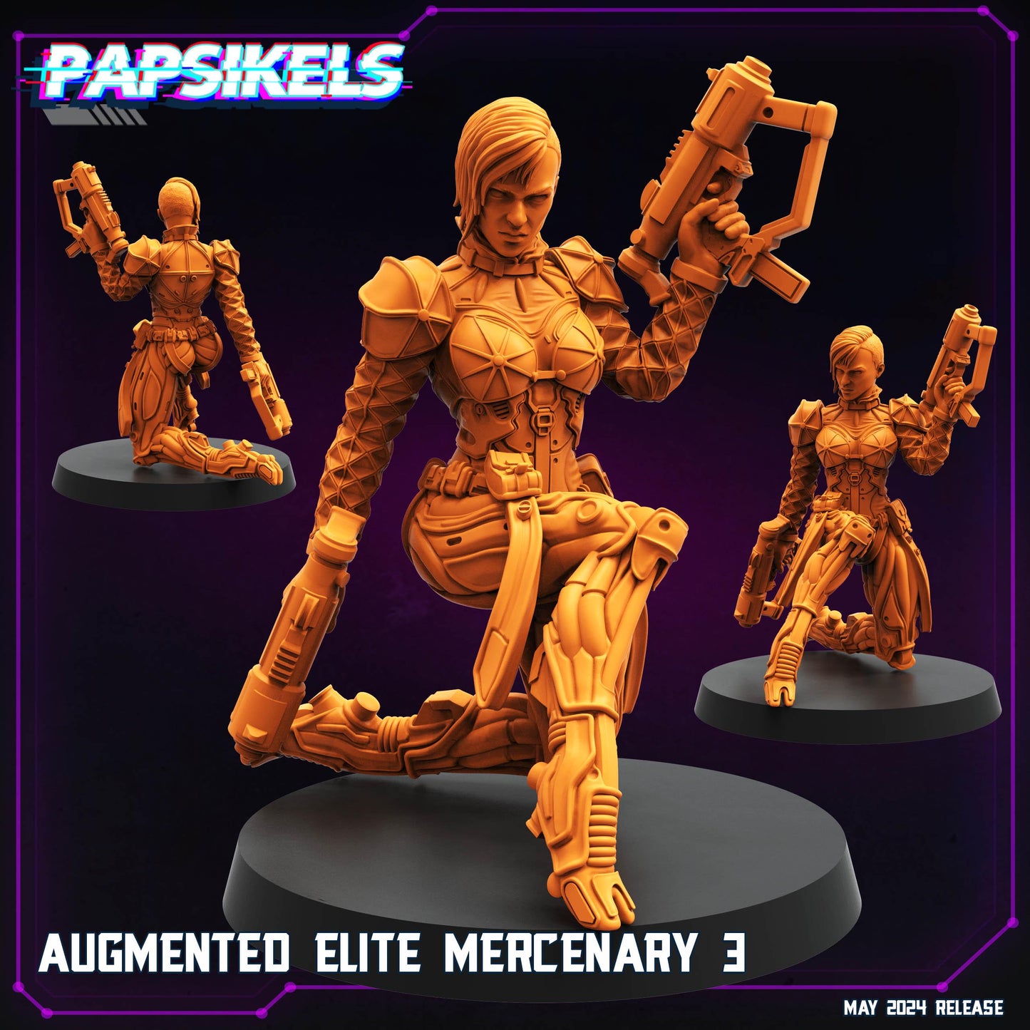 Augmented Elite Mercenary - 32mm Scale Cyberpunk Mini | Papsikels
