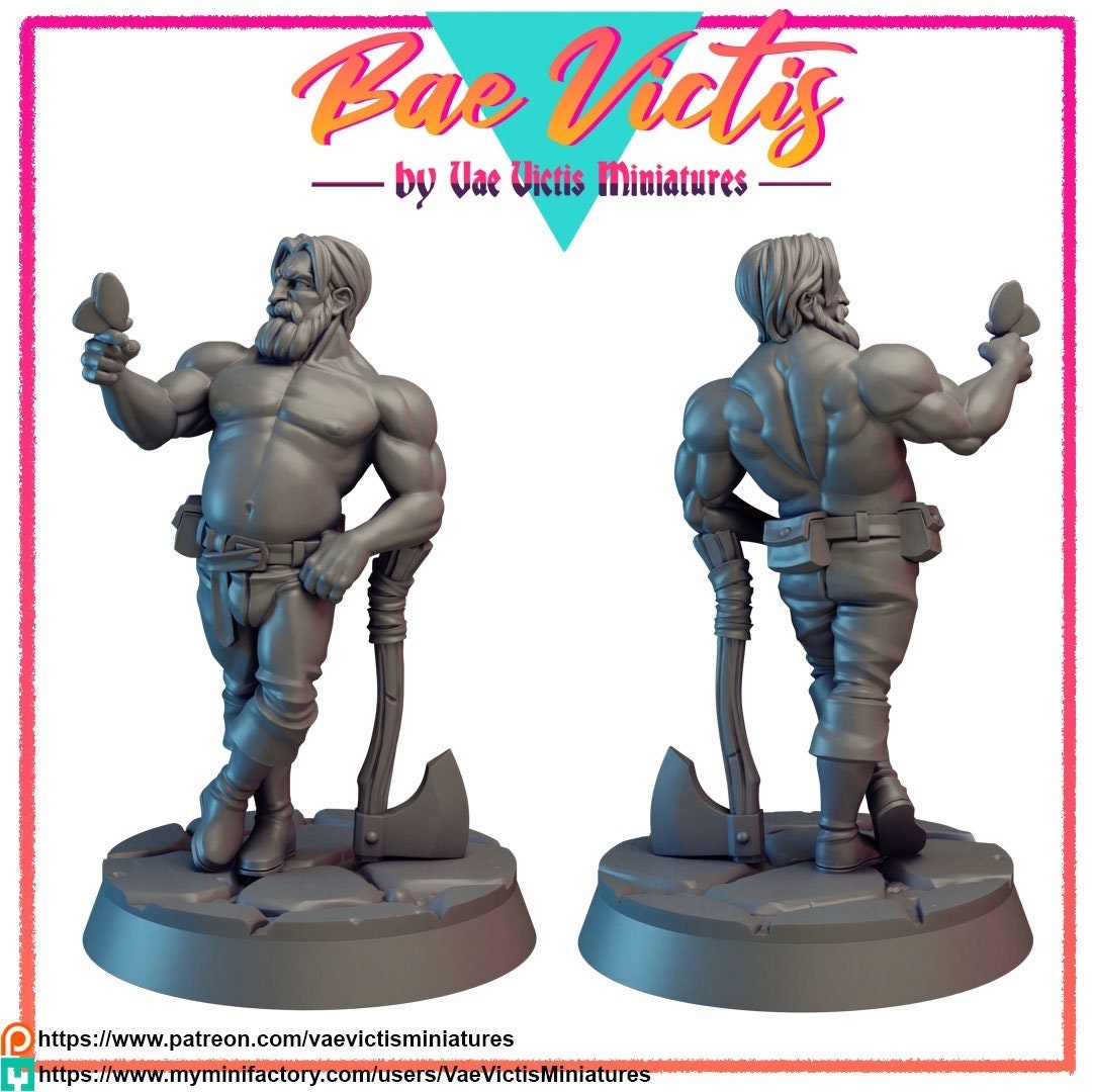 VVM Lumberjack Pinup | 28mm - 75mm Scale | DnD Frostgrave Mini | Vae Victis Fantasy
