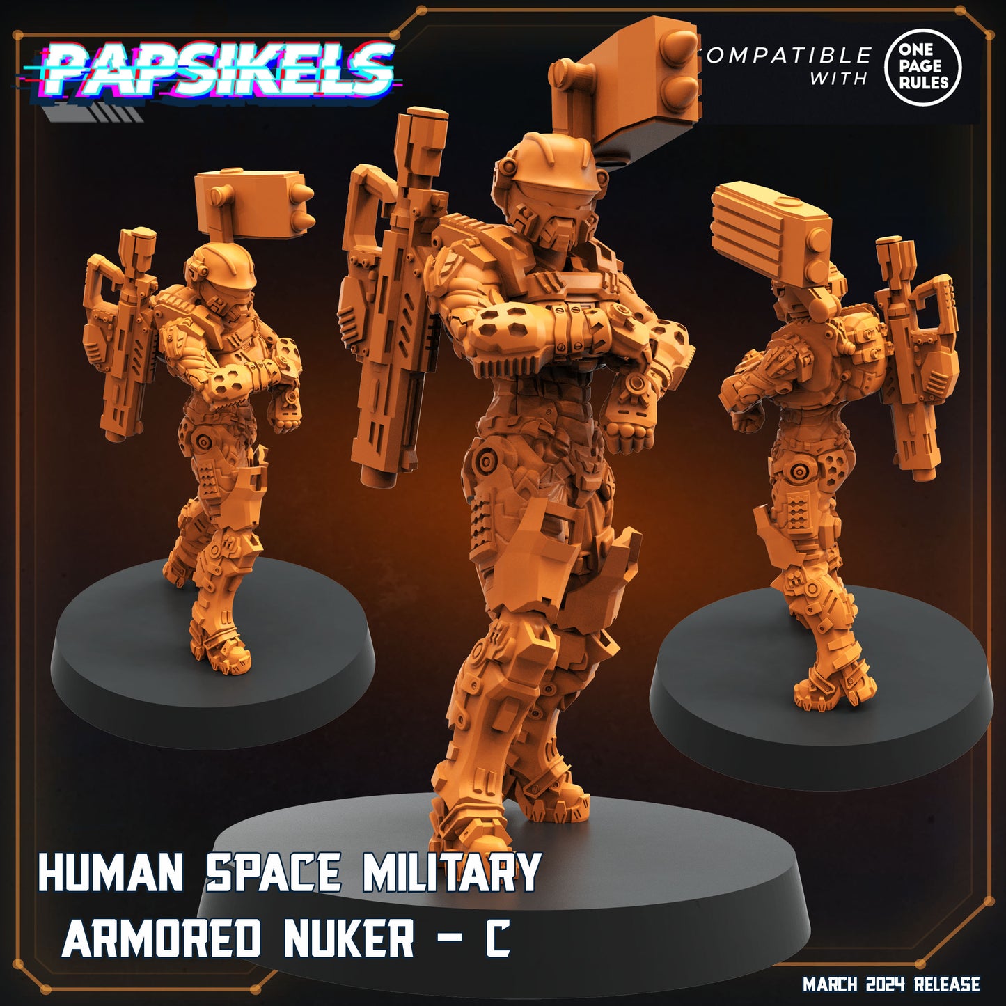 Space Military Armored Nuker - 32mm Scale Miniature | RPG | Sci fi | Cyberpunk | Role Playing | Papsikel