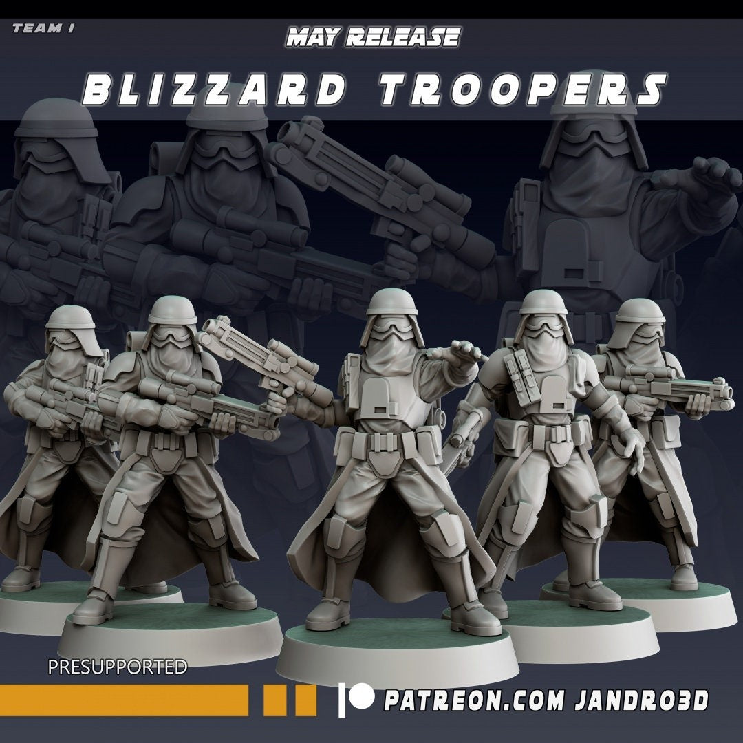 5pc Blizzard Troopers - 28mm - 40mm Scale | Jandro Star Wars Legion Mini