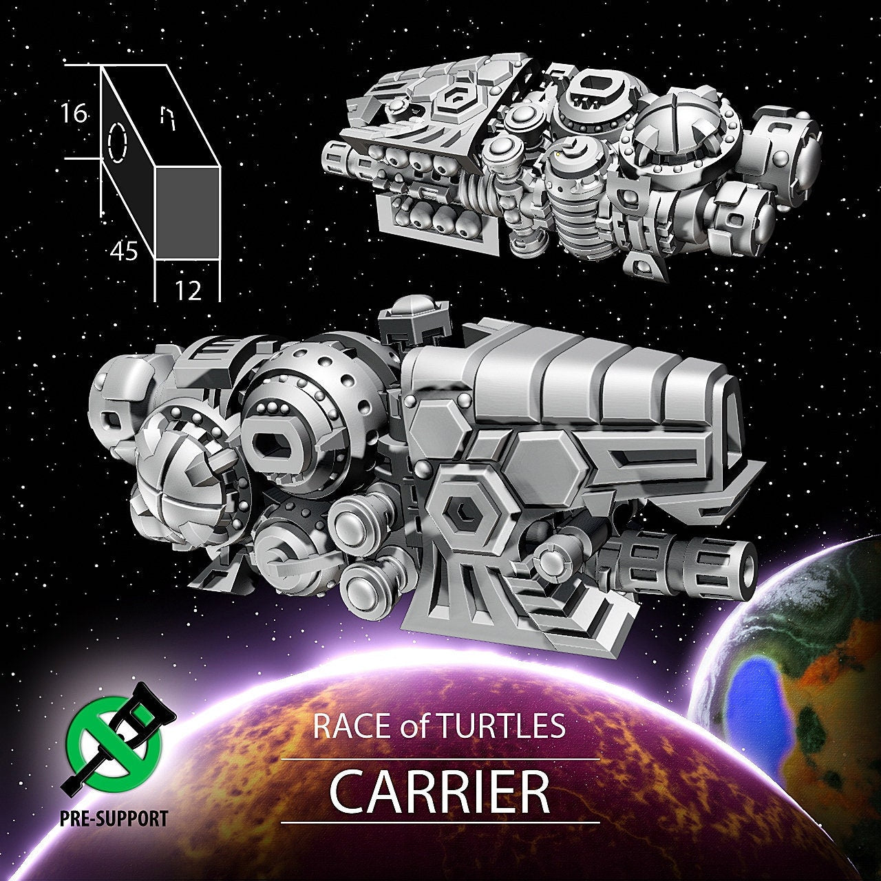 Turtle Carrier - Twilight Imperium | Fleetscale | Starfinder | Billion Suns | Starmada | Firefly | Terra Conflict