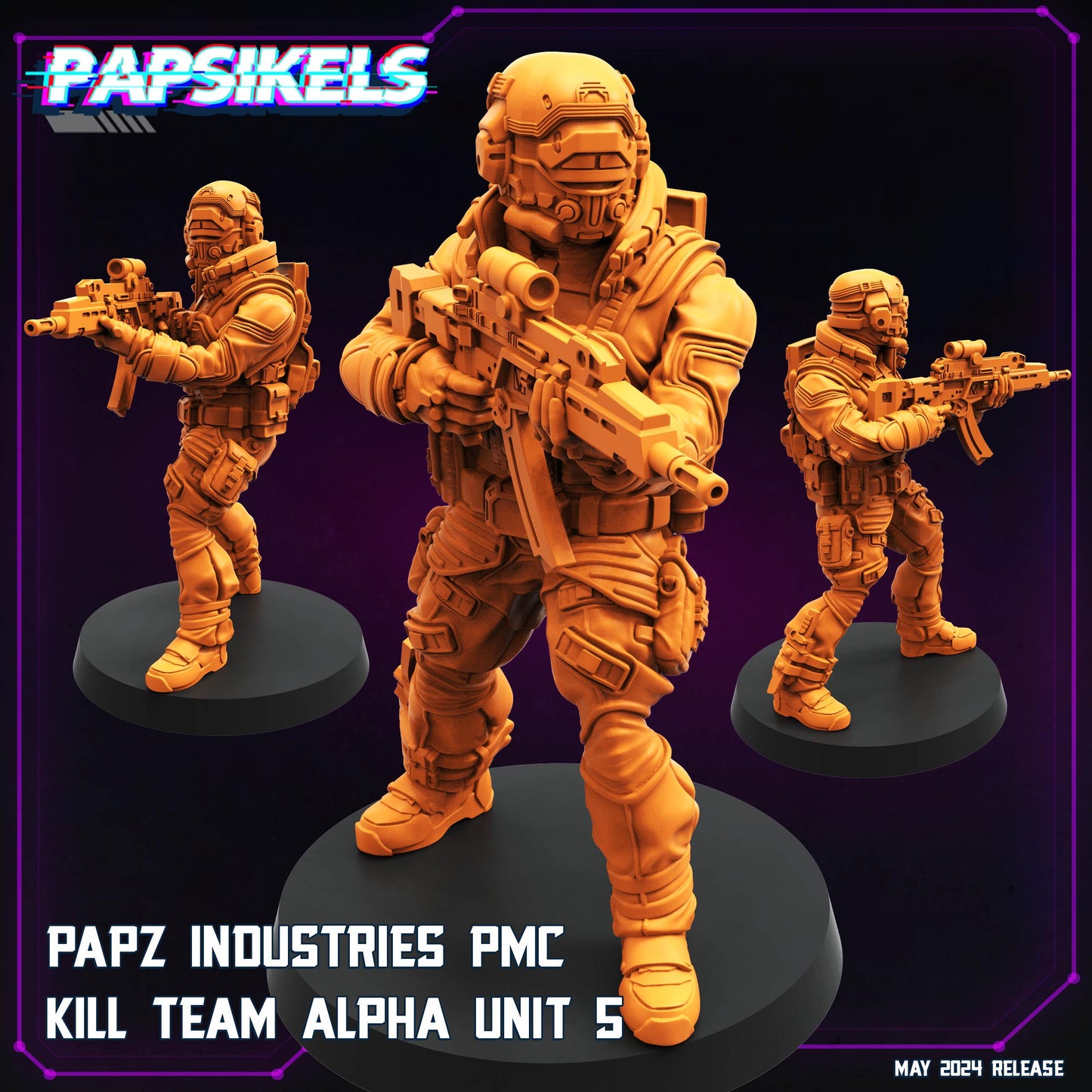 PMC Kill Team Alpha Squad - 32mm Scale Cyberpunk Mini | Papsikels