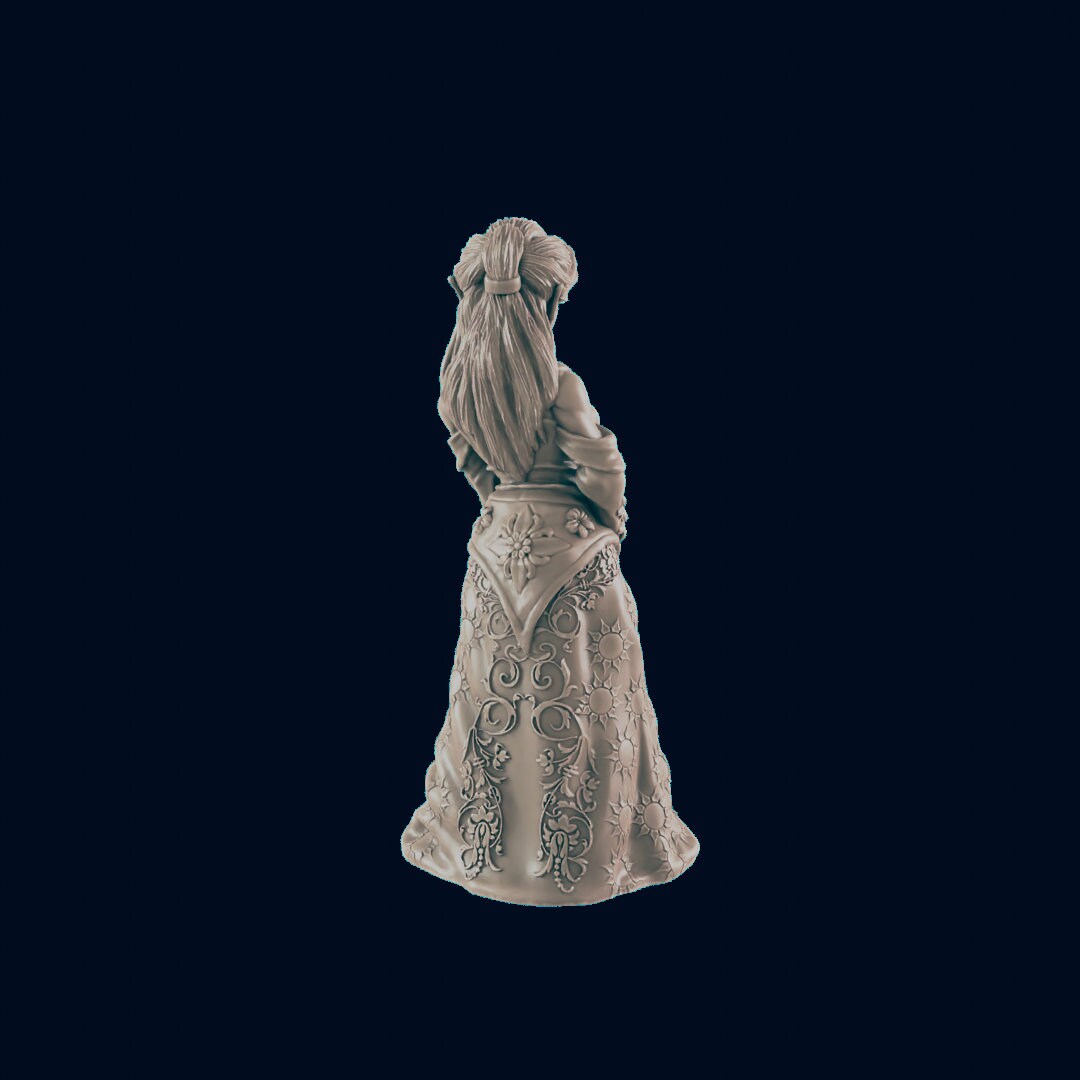 NPC Elven Female Noble - 25mm - 75mm Scale | DnD | EC3D Fantasy Mini | Townsfolk