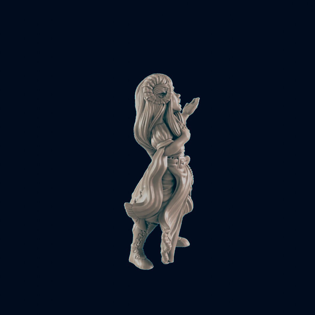 NPC Demonkin Female Songstress - 25mm - 75mm Scale | DnD | EC3D Fantasy Mini | Townsfolk