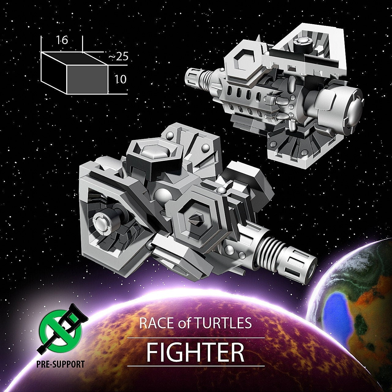 Turtle Fighter - Twilight Imperium | Fleetscale | Starfinder | Billion Suns | Starmada | Firefly | Terra Conflict