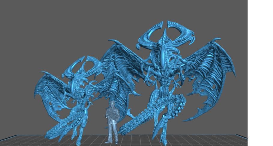 Xeno Queen Brood Dragon - 32mm Scale Alien Miniature | RPG | Sci fi | Cyberpunk | Role Playing | DnD | Papsikel
