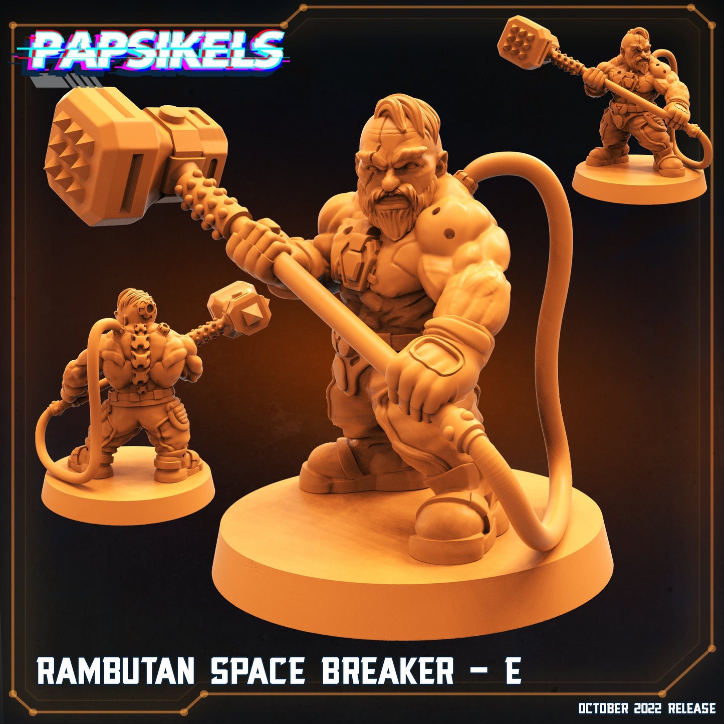 Rambutan Space Breaker E Dwarf - 32mm Scale Alien Miniature | RPG | Sci fi | Cyberpunk | Role Playing | DnD | Papsikel