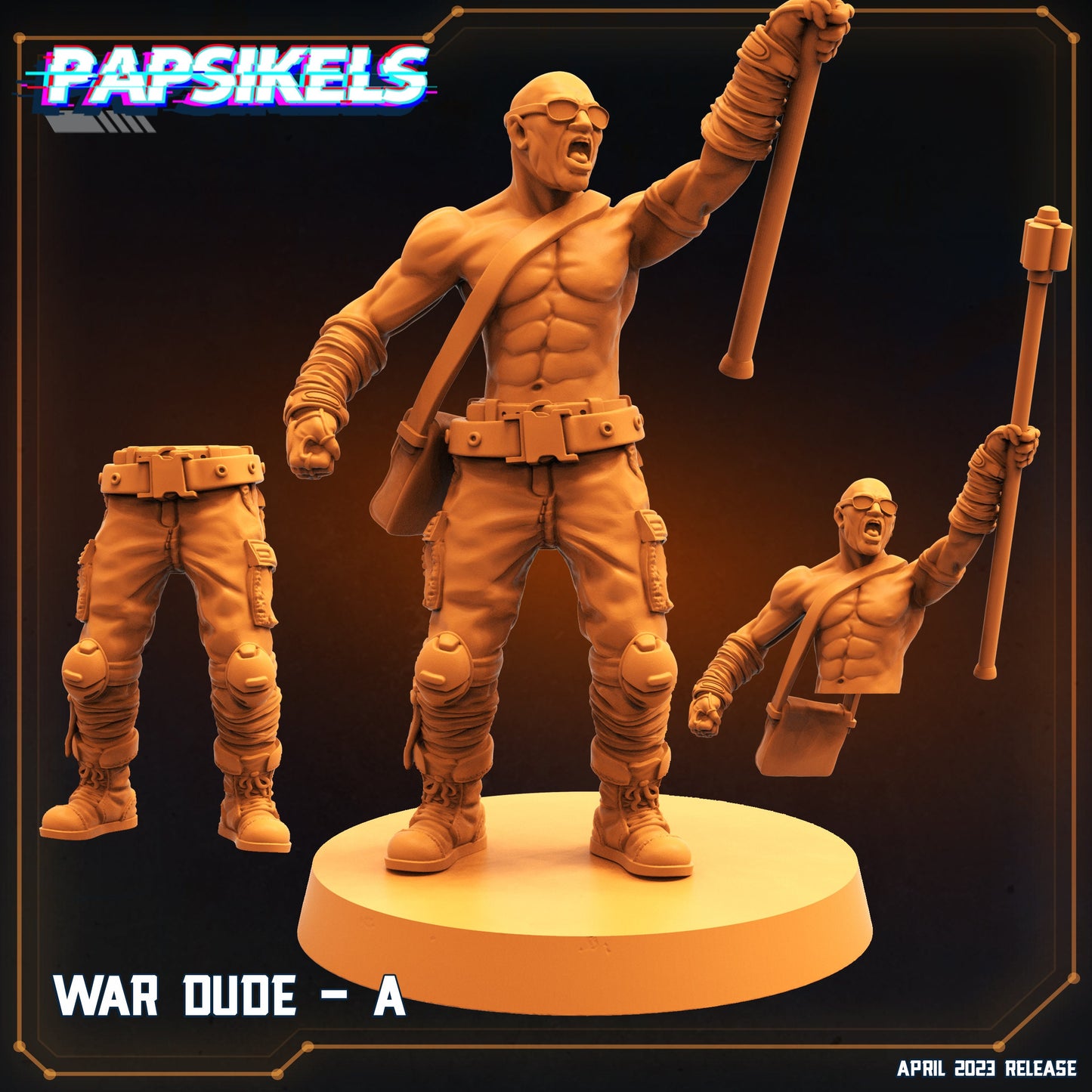 War Dude A - Resin Miniature | RPG | Sci fi | Cyberpunk | Role Playing | DnD | Papsikel Wardudes