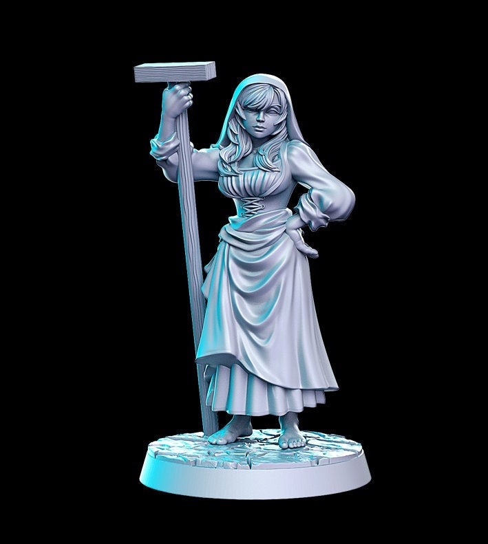 Villager NPC Agnes Female Dyer - 32mm Scale DnD Miniature | Dungeons and Dragons | JRPG Mini - RN Estudio