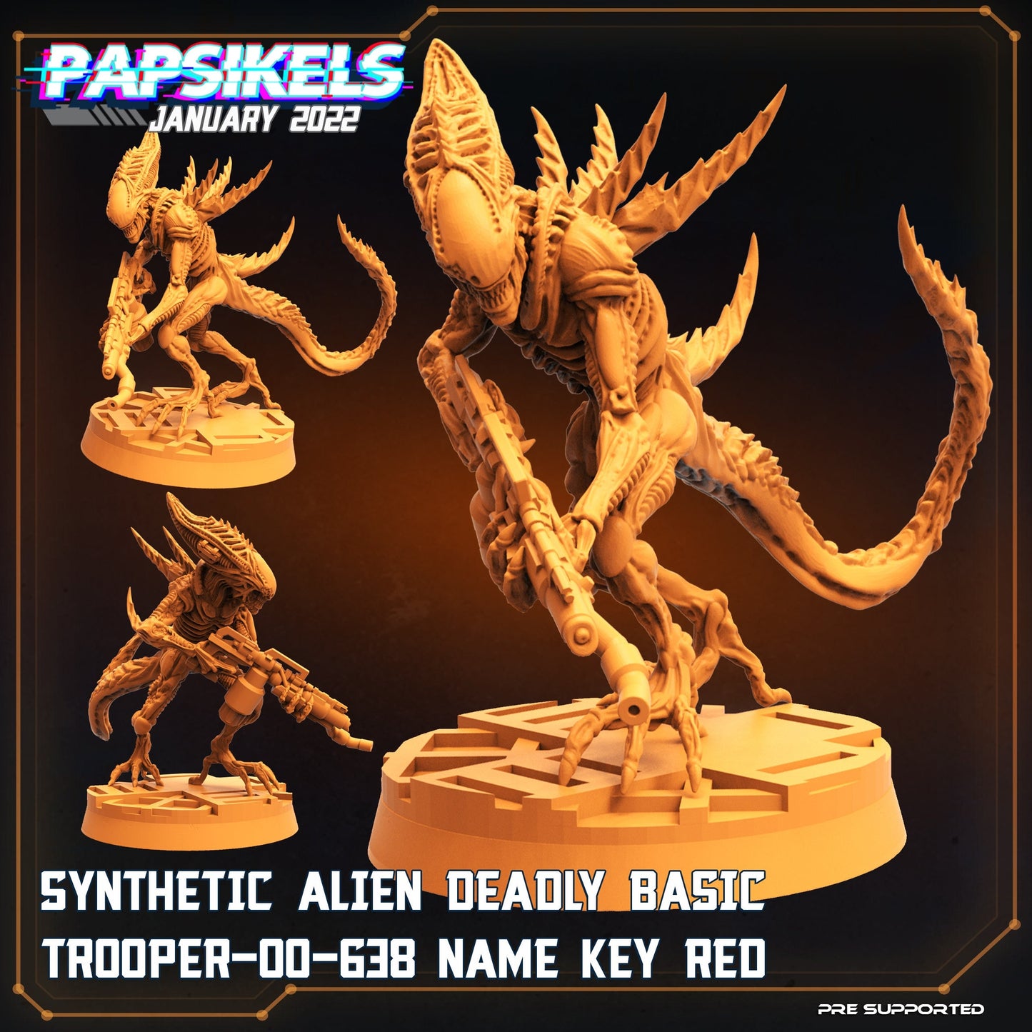 Fran 9 Xeno Troop Red - 32mm Scale Alien Miniature | RPG | Sci fi | Cyberpunk | Role Playing | DnD | Papsikel