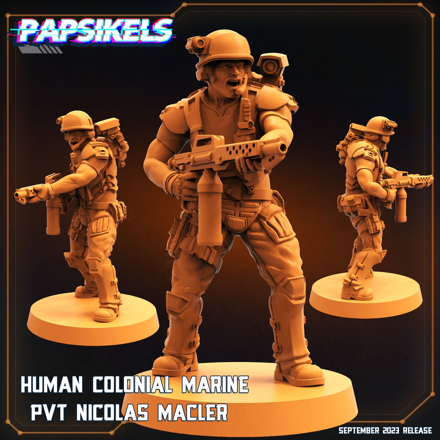 Colonial Marine PVT Nicolas Macler - 32mm Scale Alien Miniature | RPG | Sci fi | Xeno | Role Playing | DnD | Papsikel