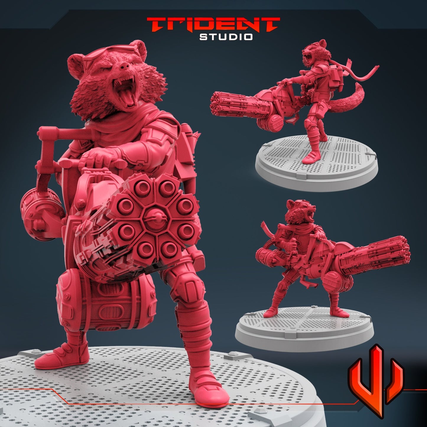 Heavy Gunner Racoon - 40mm Miniature | Crisis Protocol Proxy | Trident