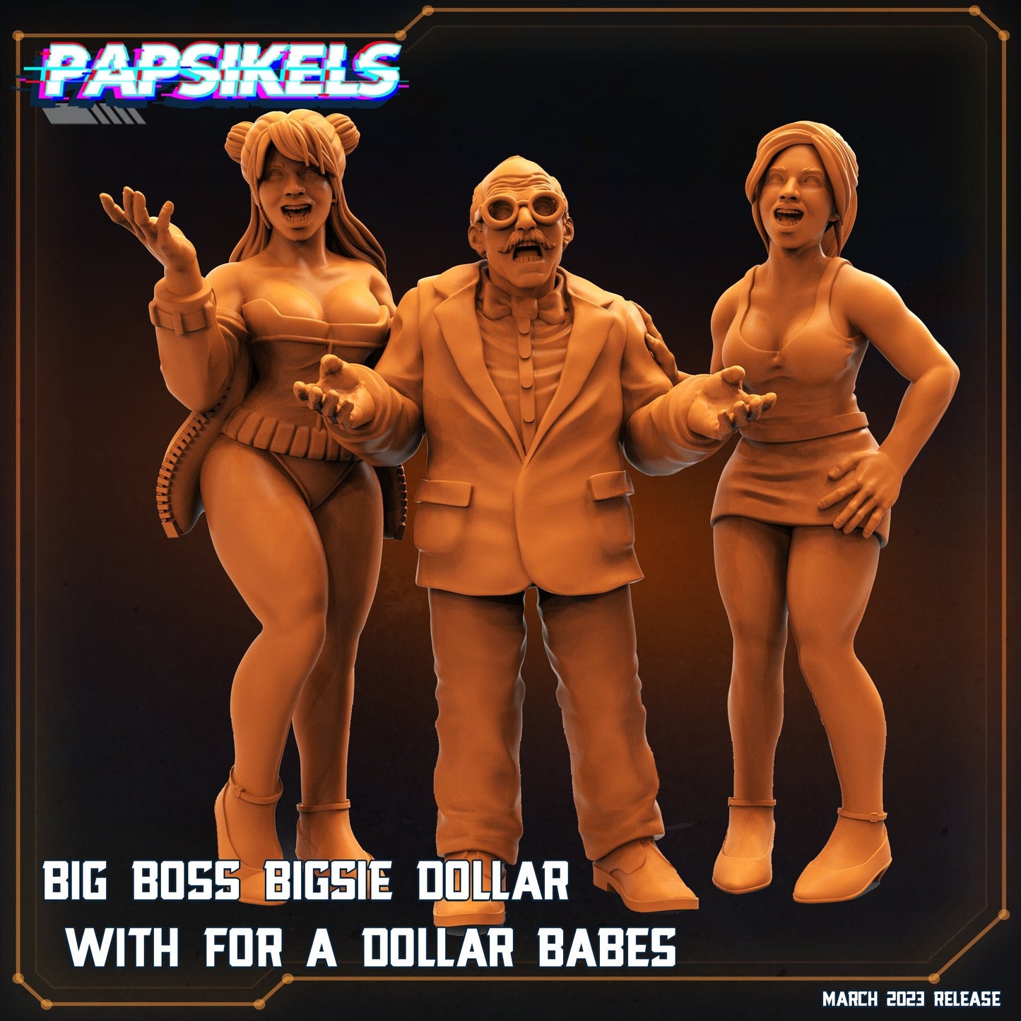 Big Boss Bigsie Dollar Corpo Cops - 32mm Scale Miniature | RPG | Sci fi | Cyberpunk | Role Playing | Papsikel