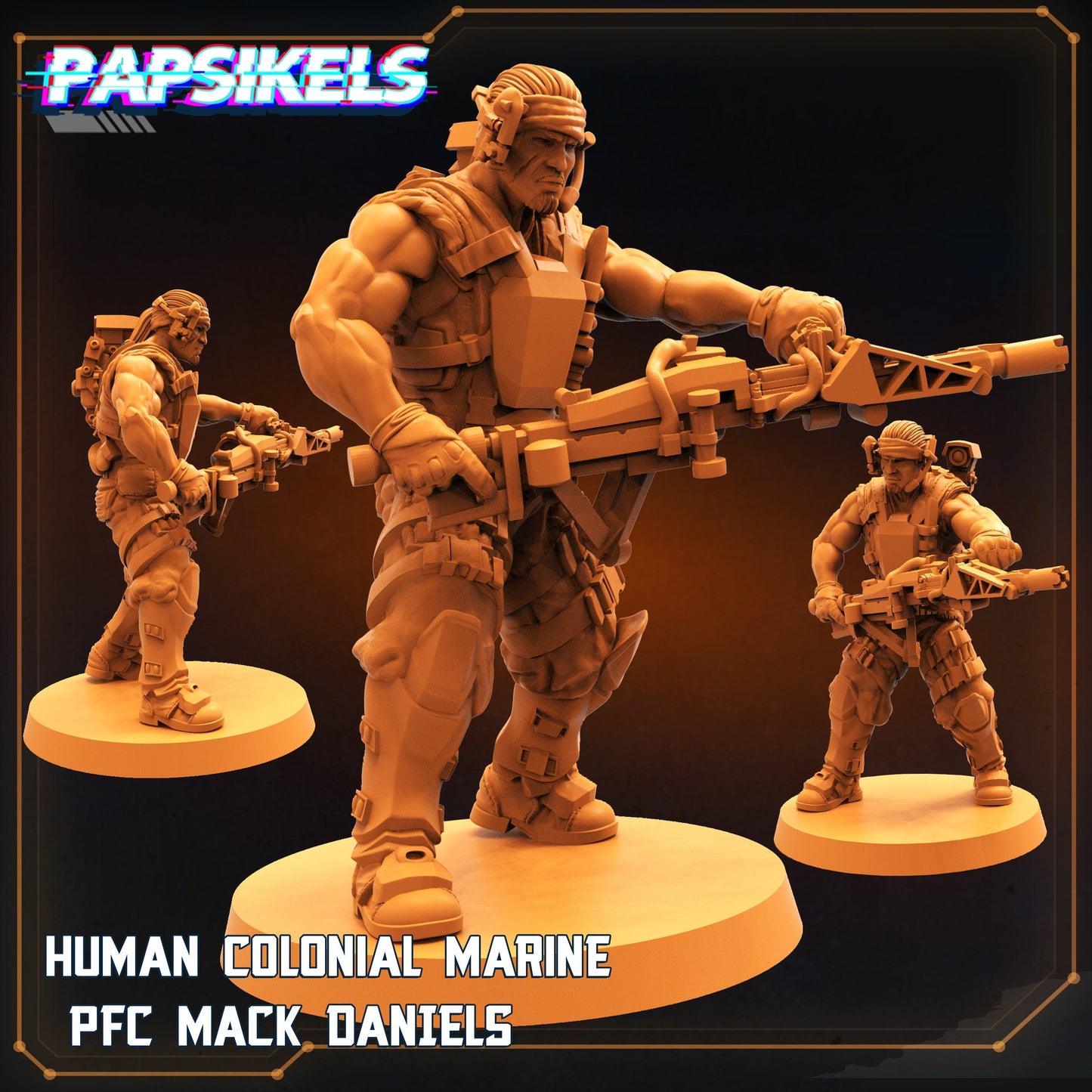 Colonial Marine Mack Daniels - 32mm Scale Alien Miniature | RPG | Sci fi | Cyberpunk | Role Playing | DnD | Papsikel